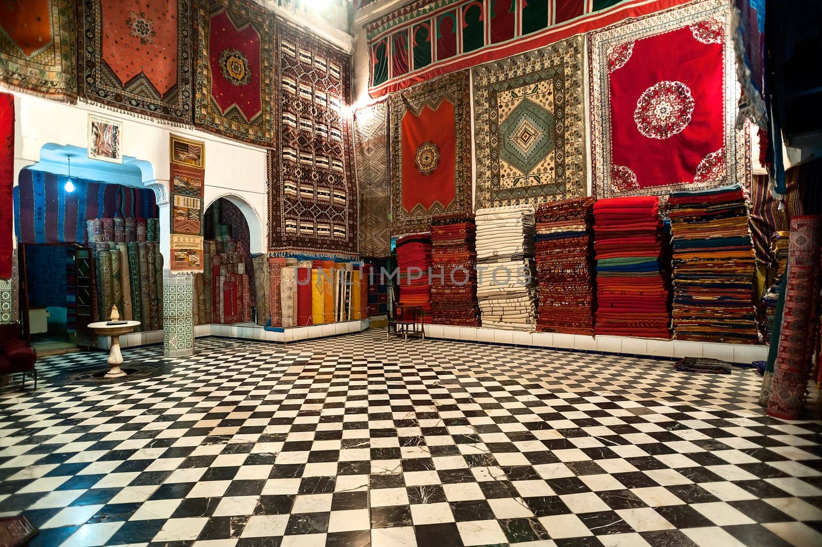 Carpets for sale in the Souk of Marrakech, Morocco