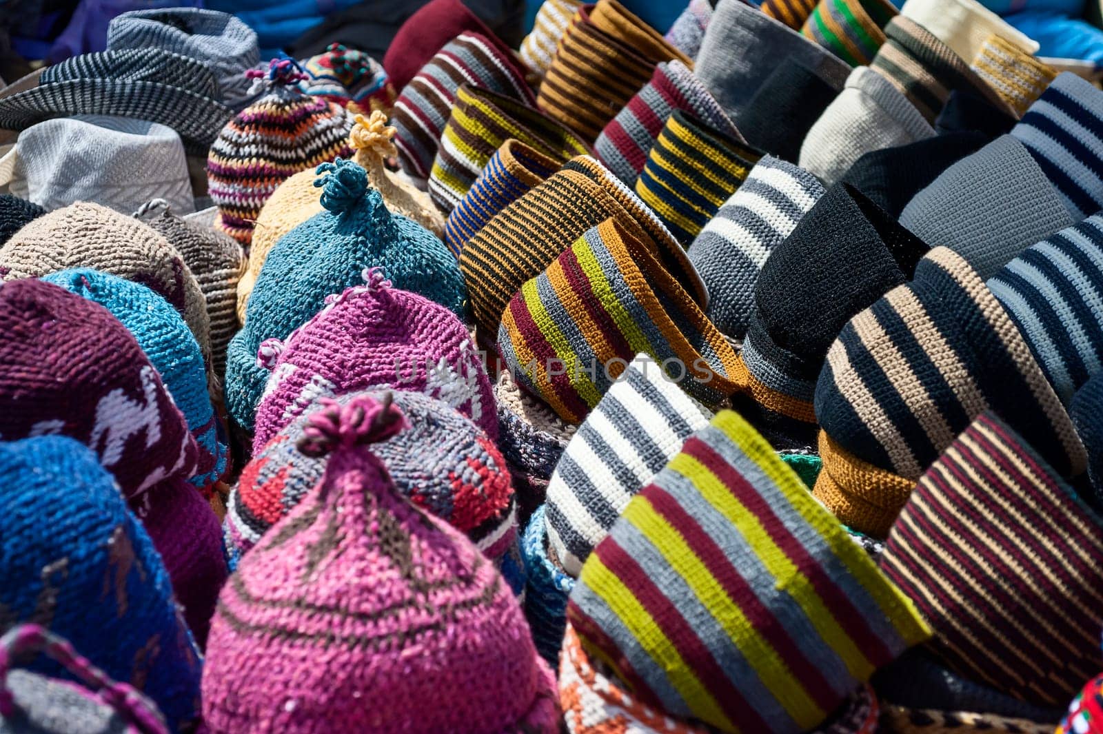 Hats for sale in the Souk of Marrakech, Morocco