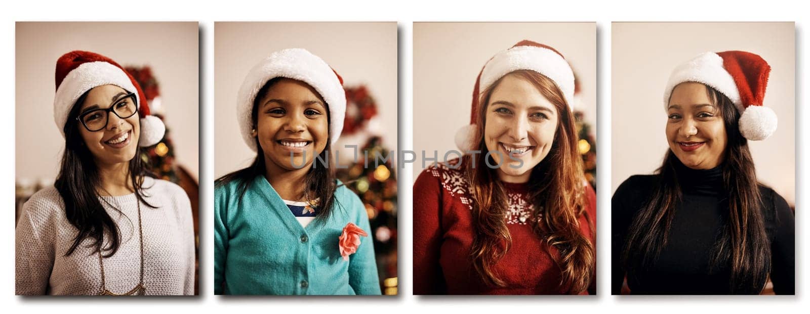 Youre not fully dressed for Christmas without a santa hat. Composite shot of a group of people wearing Christmas hats. by YuriArcurs