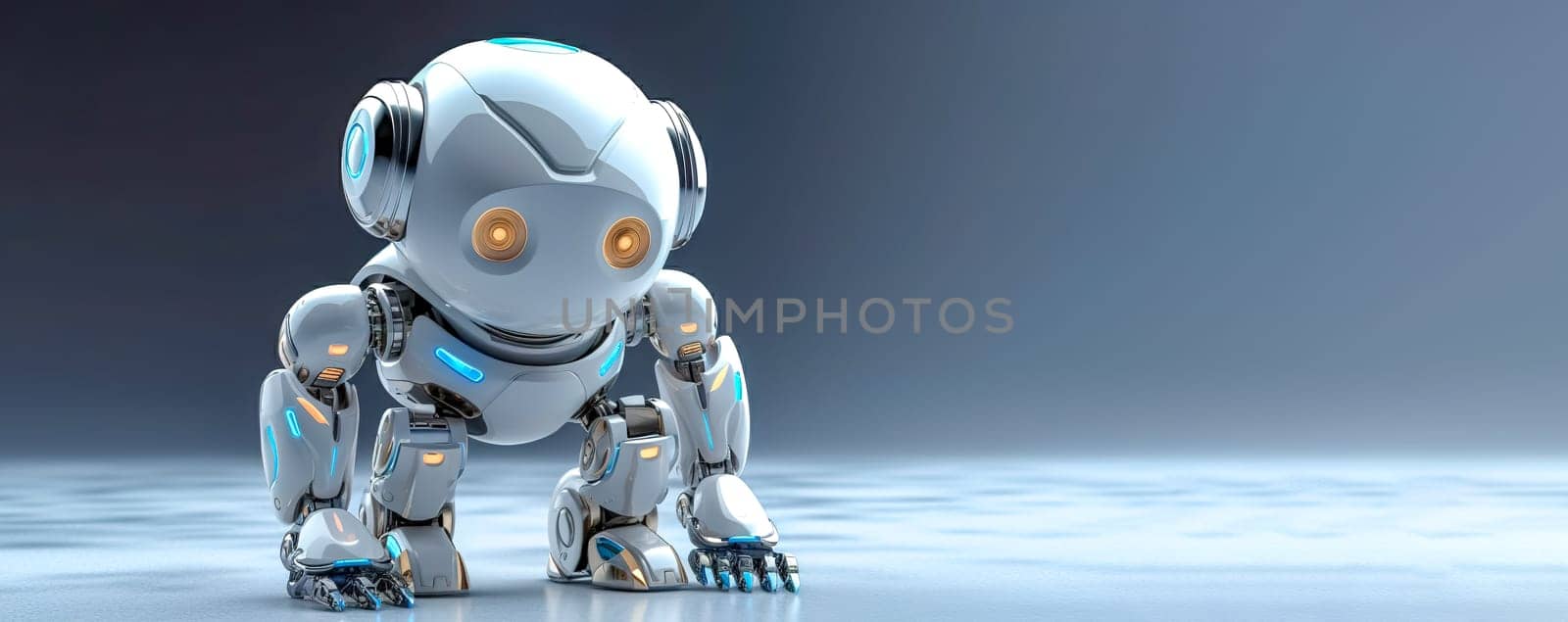3D robot, banner with copy space, photorealistic, made with Generative AI by Edophoto