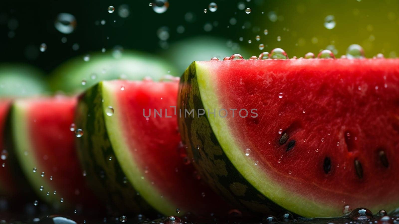 Slices of watermelons on cutting board. Ai Generative.