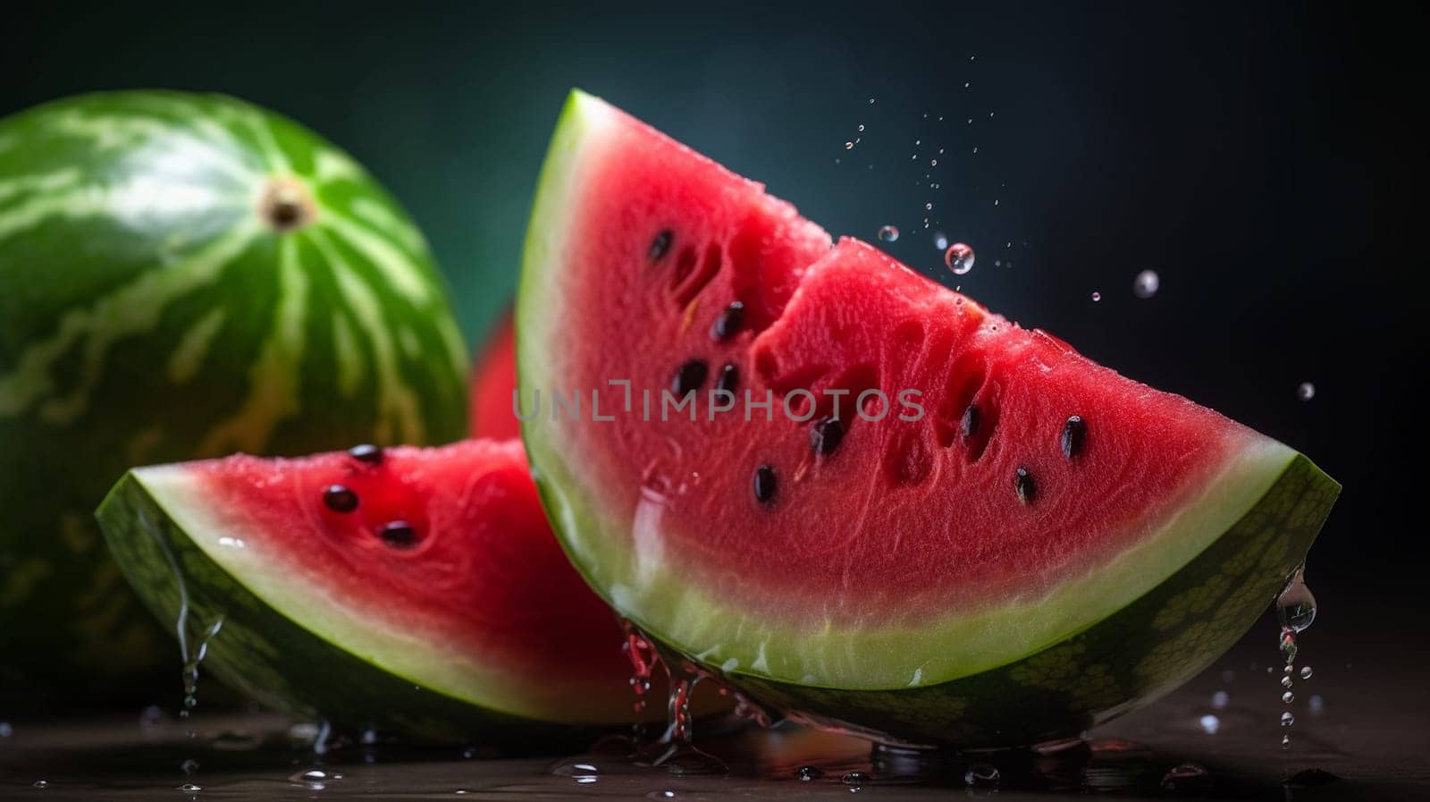 Slices of watermelons on cutting board. Ai Generative.