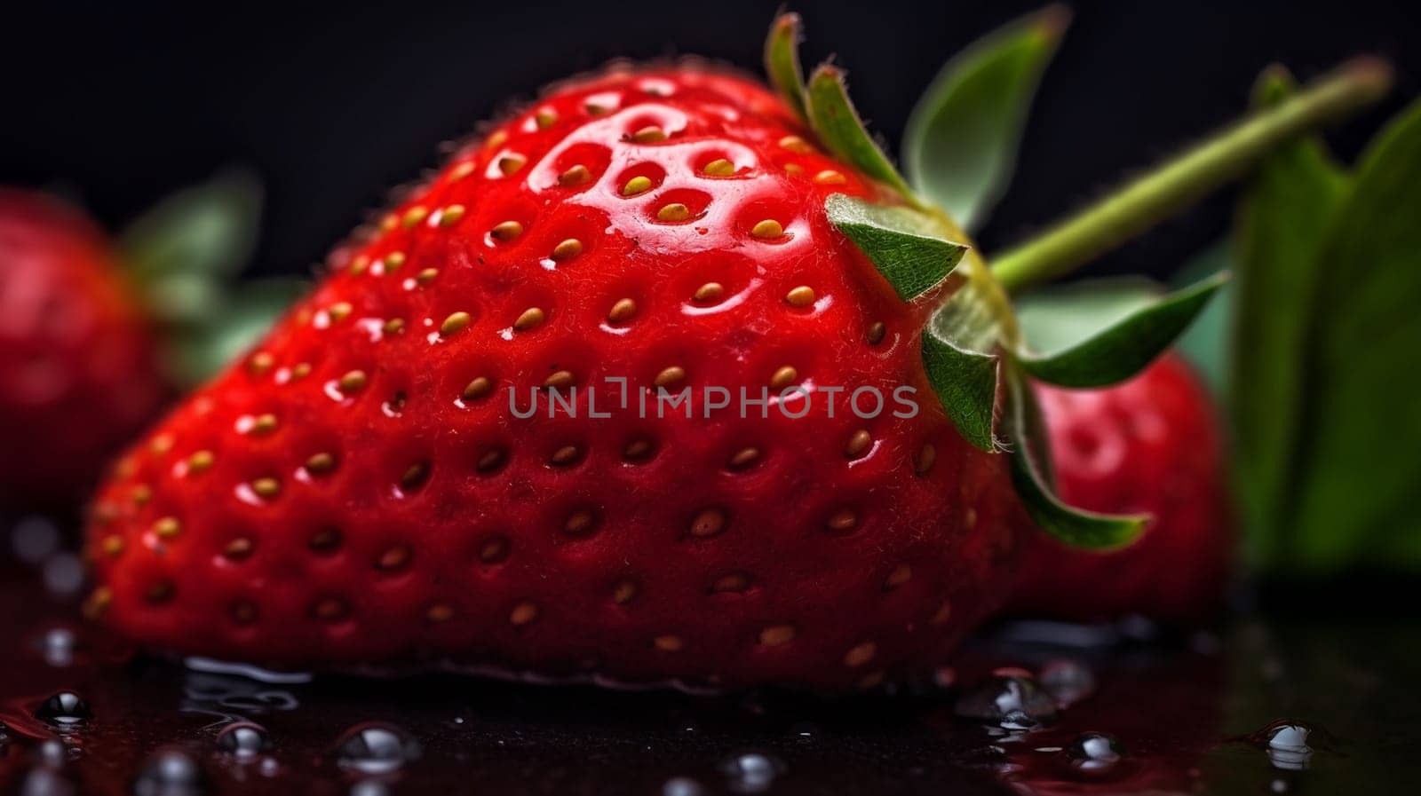 Strawberries fresh strawberry. Professional macro . Ai Generative