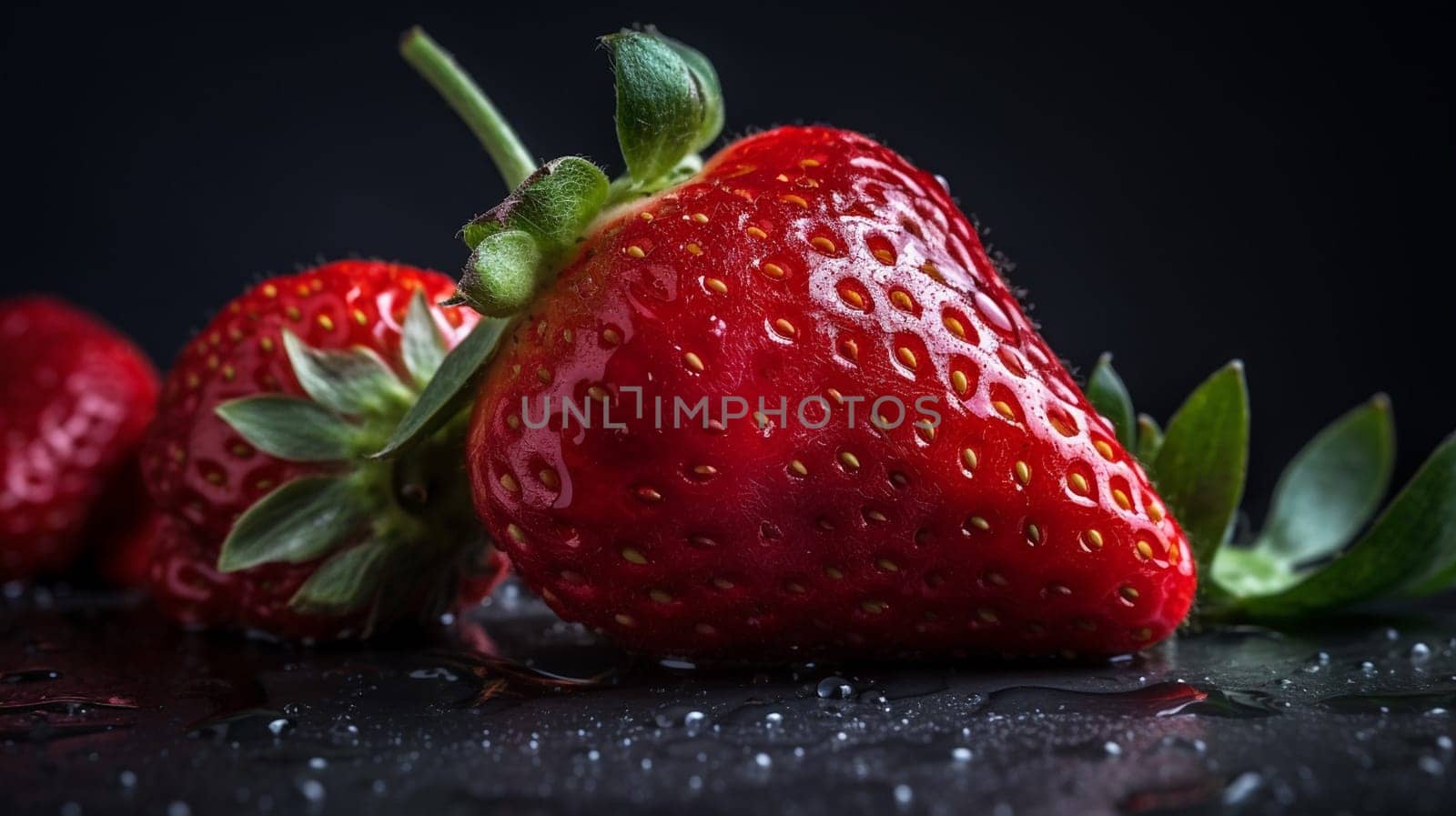 Strawberries fresh strawberry. Professional macro . Ai Generative