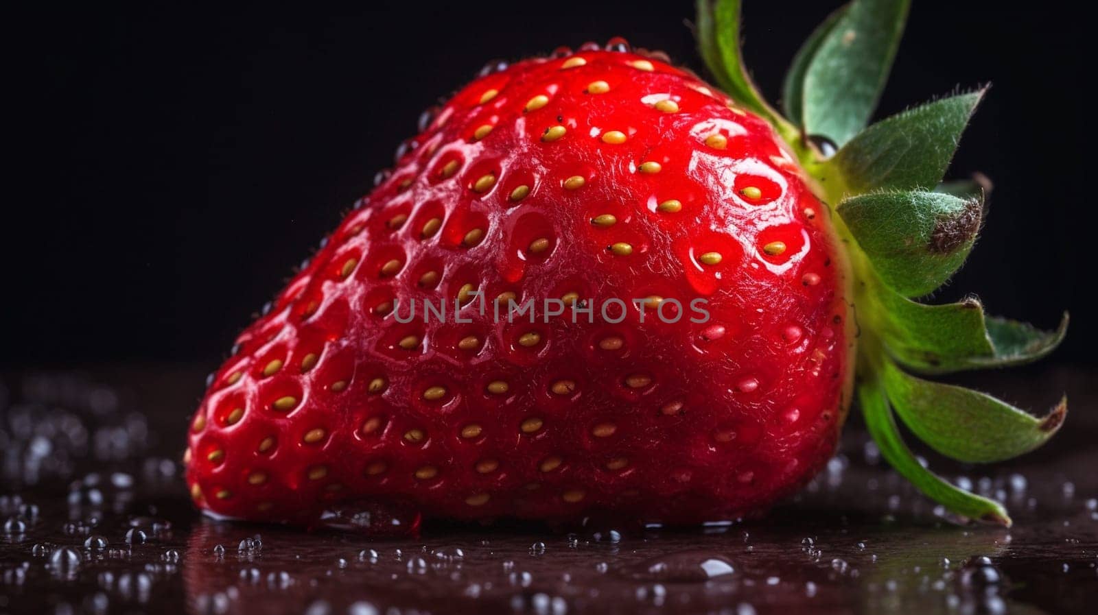 Strawberries fresh strawberry. Professional macro . Ai Generative