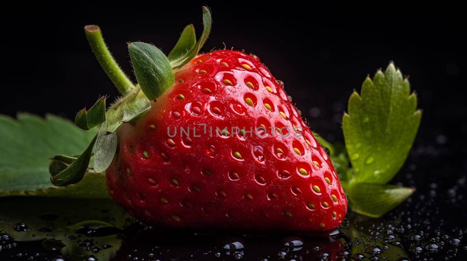 Strawberries fresh strawberry. Professional macro . Ai Generative. by lucia_fox