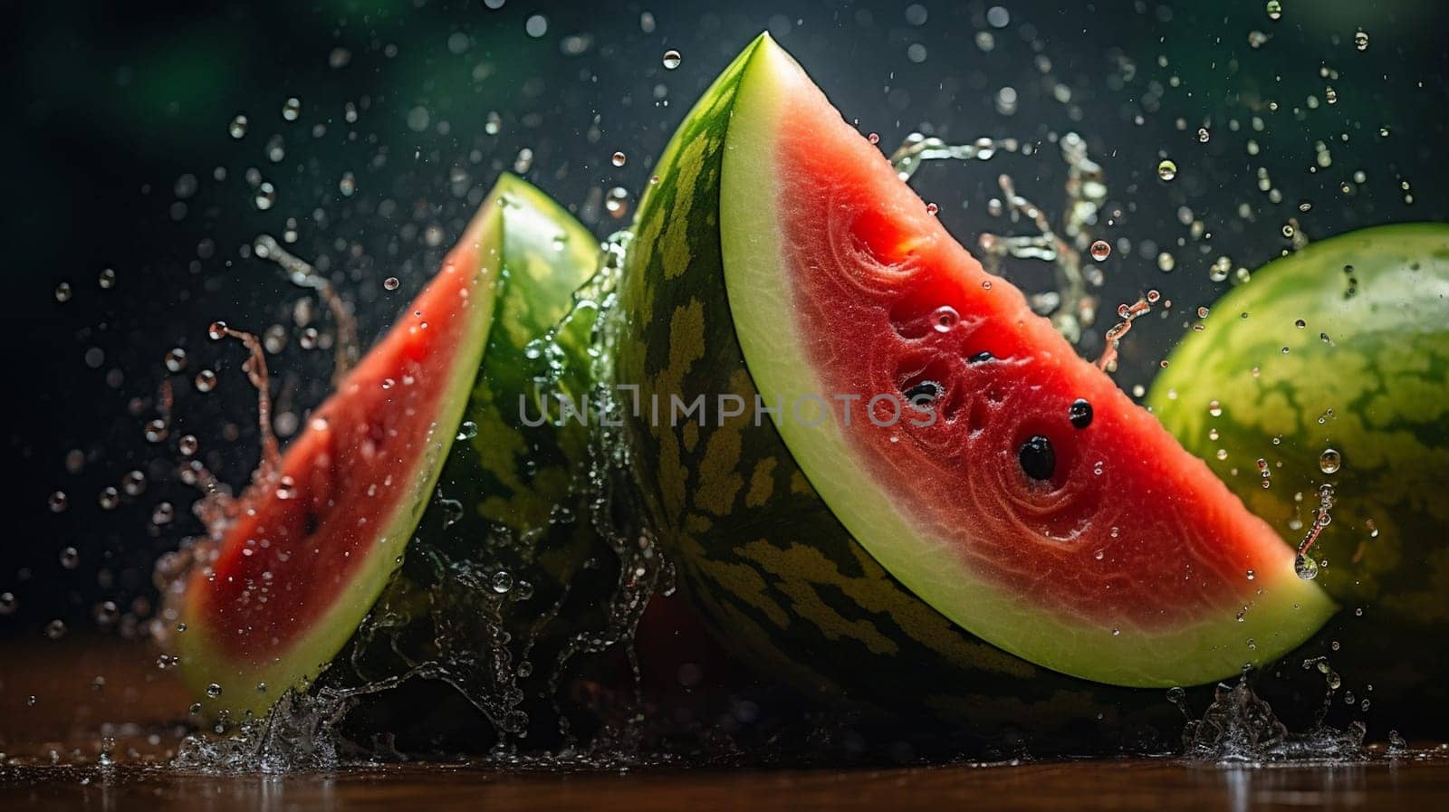 Slices of watermelons on cutting board. Ai Generative.
