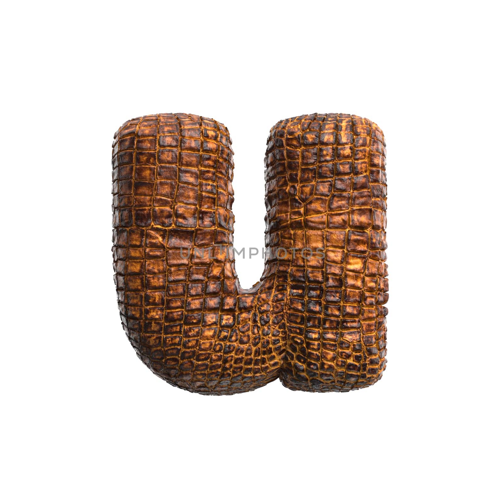 crocodile letter U - Small 3d reptile font - Suitable for wildlife, ecology or conservation related subjects by chrisroll