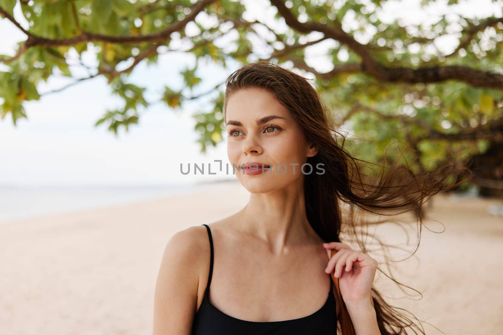 beach woman sea young summer ocean nature vacation sand person smile by SHOTPRIME