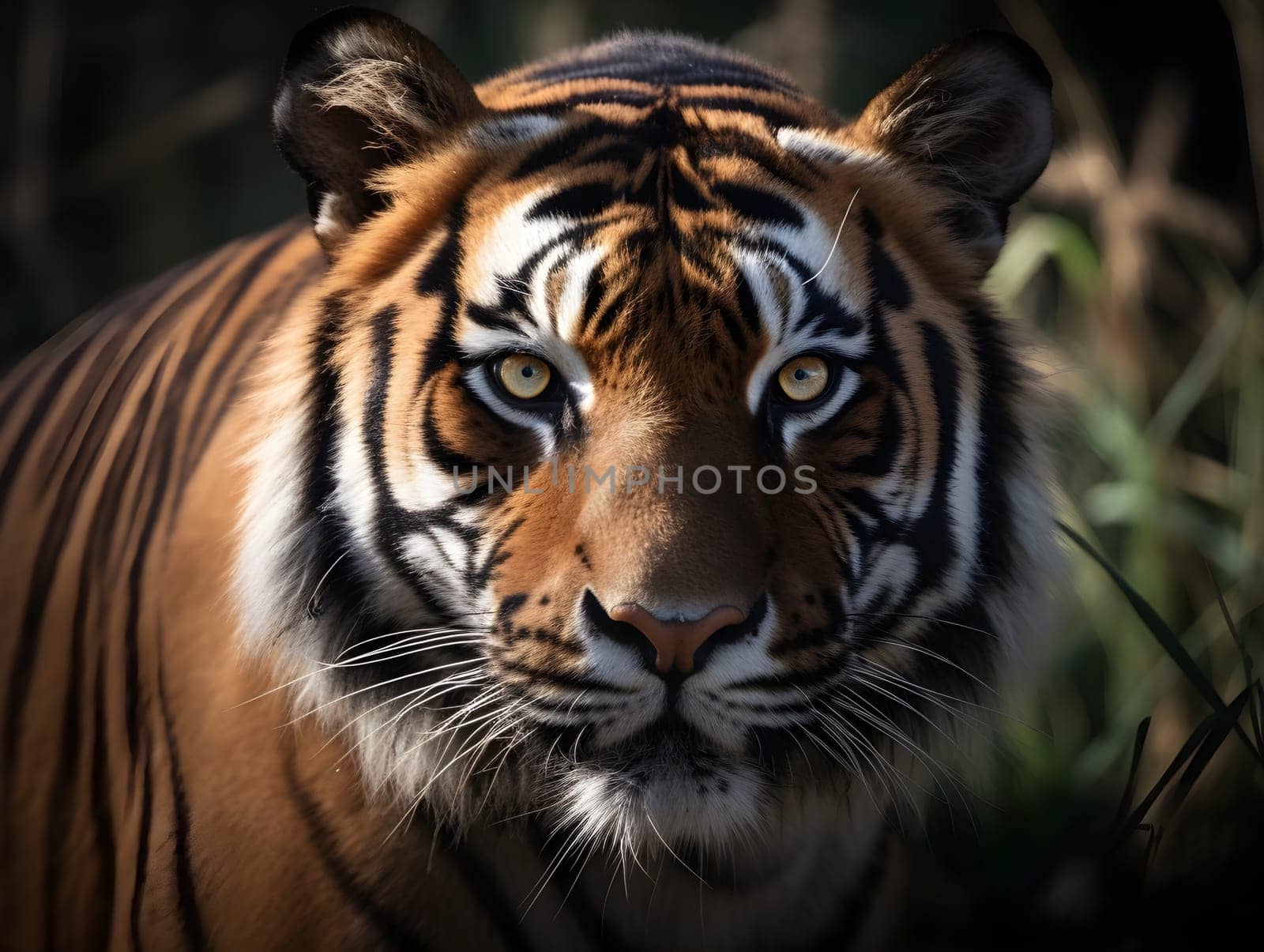 Majestic tiger walking in the forest