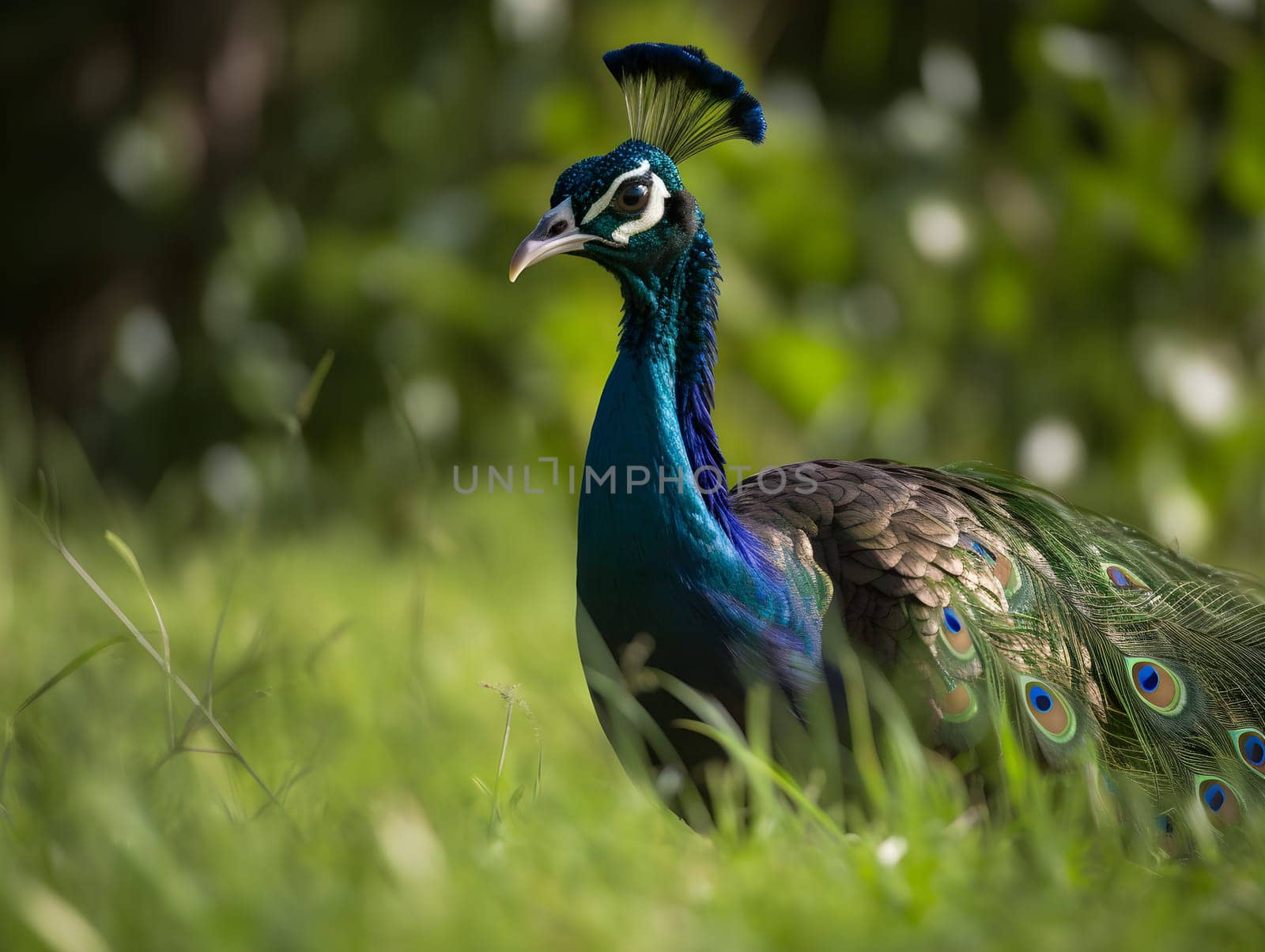 picture of blue majestic peacock in the nature resting