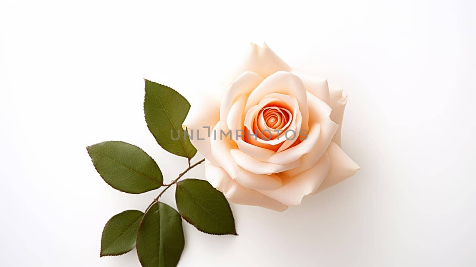 Beautiful rose on white background, generative ai. High quality illustration