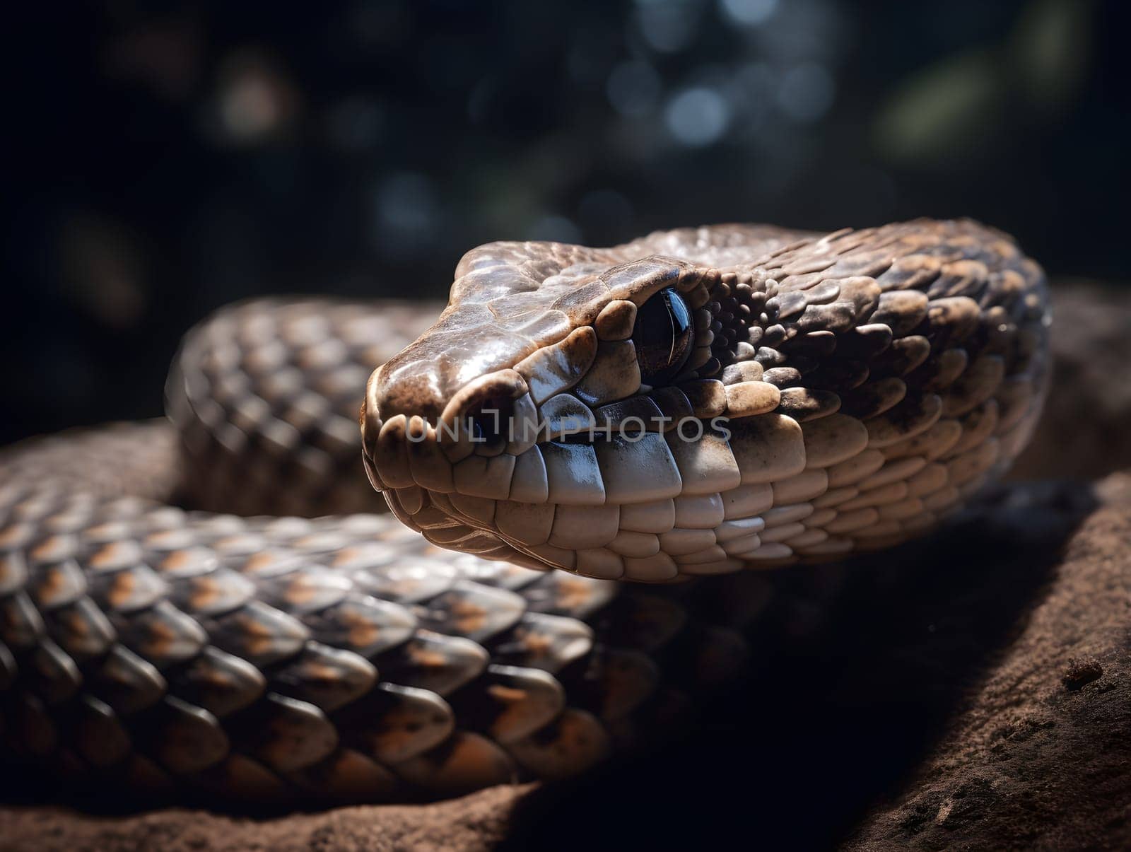 Majestic snake staring in the wildness