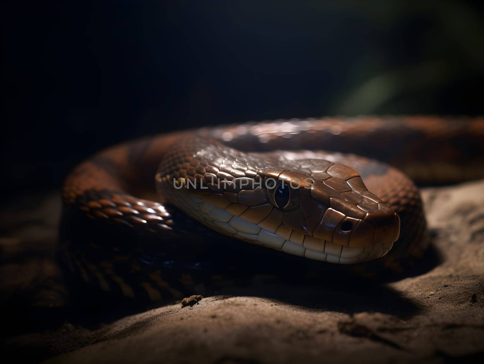 Majestic snake staring in the wildness