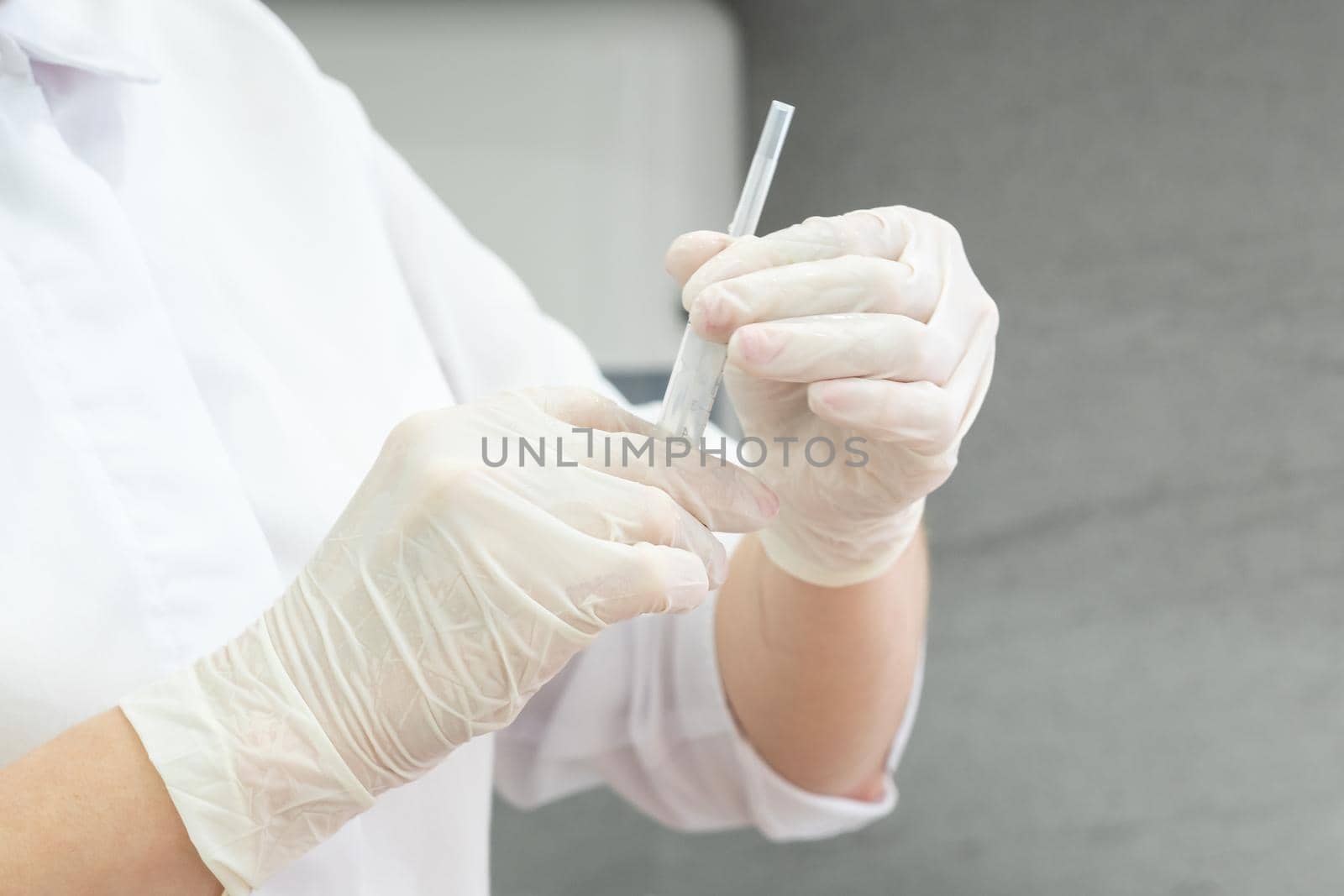 Medical healthcare. Doctor with syringe, injection in hospital by Mariakray