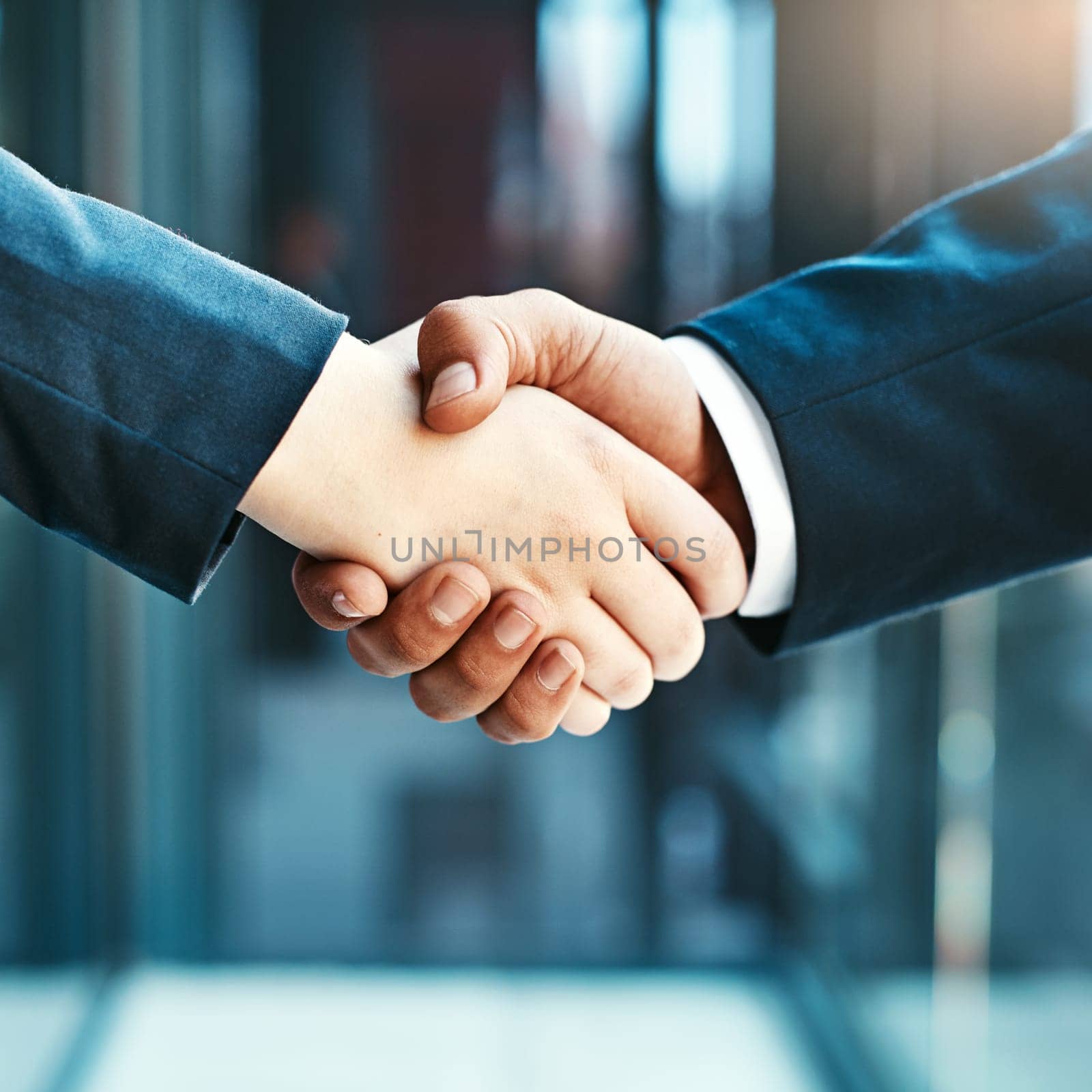 Handshake closeup, business people and collaboration, agreement and support with networking, welcome and introduction. Hiring, recruitment and promotion, corporate team shaking hands and partnership by YuriArcurs