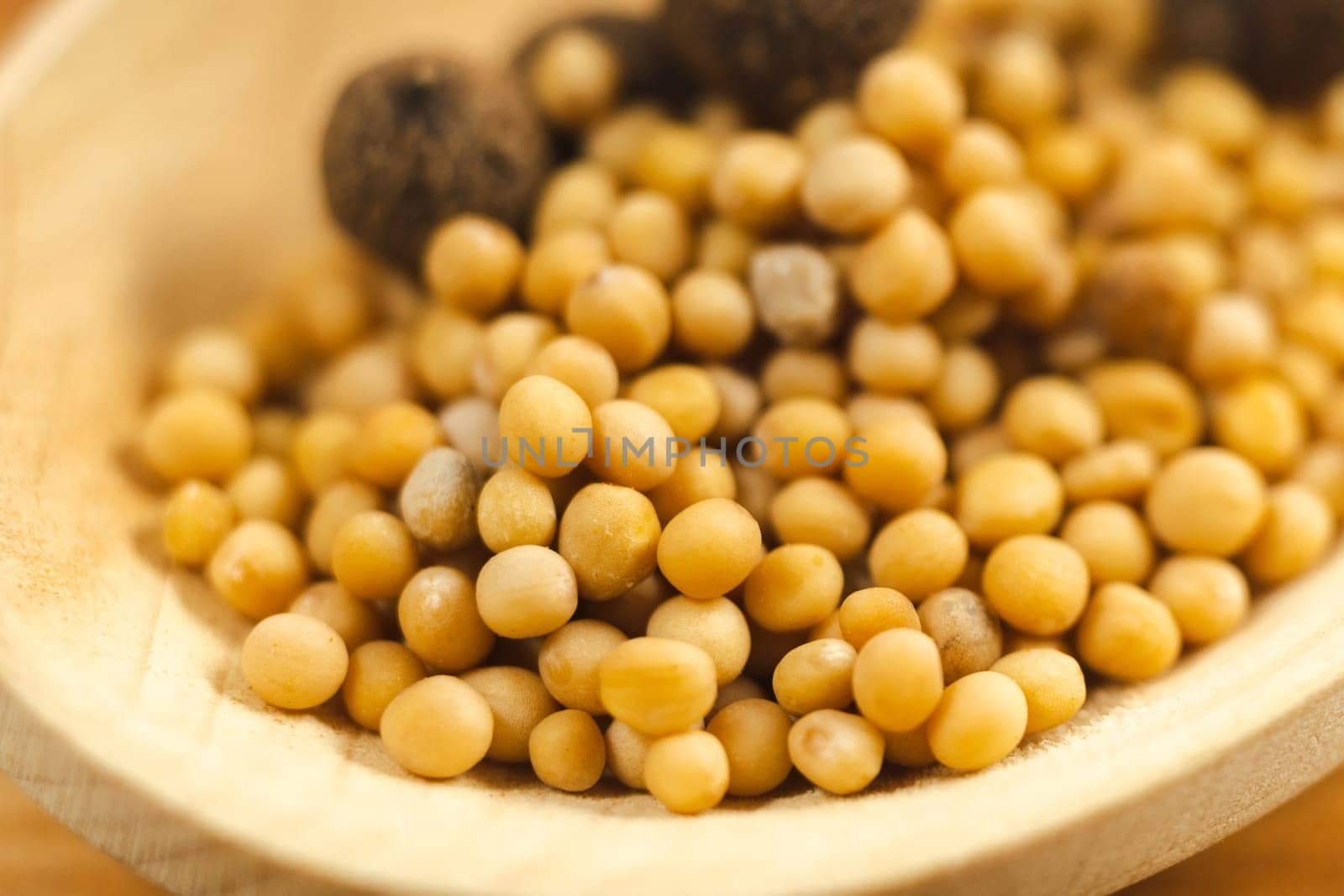 White mustard seeds. Close up. Organic mustard. Selective focus