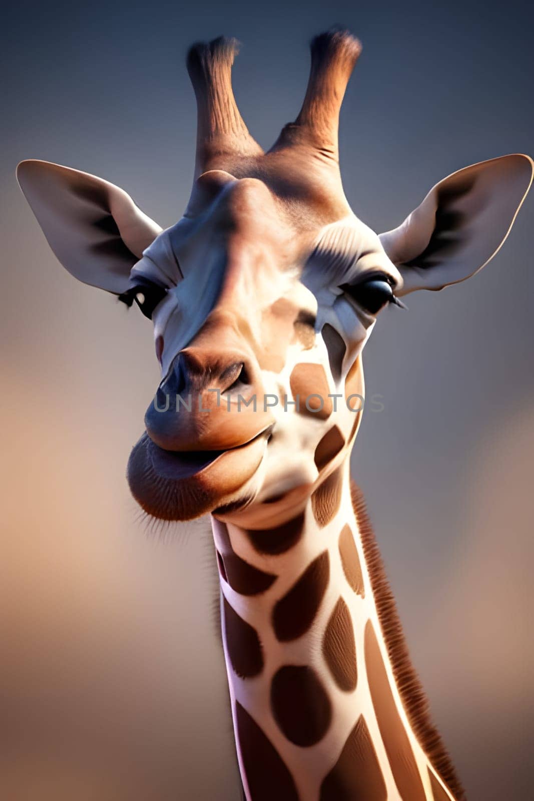 Portrait of a funny giraffe. .Generative AI