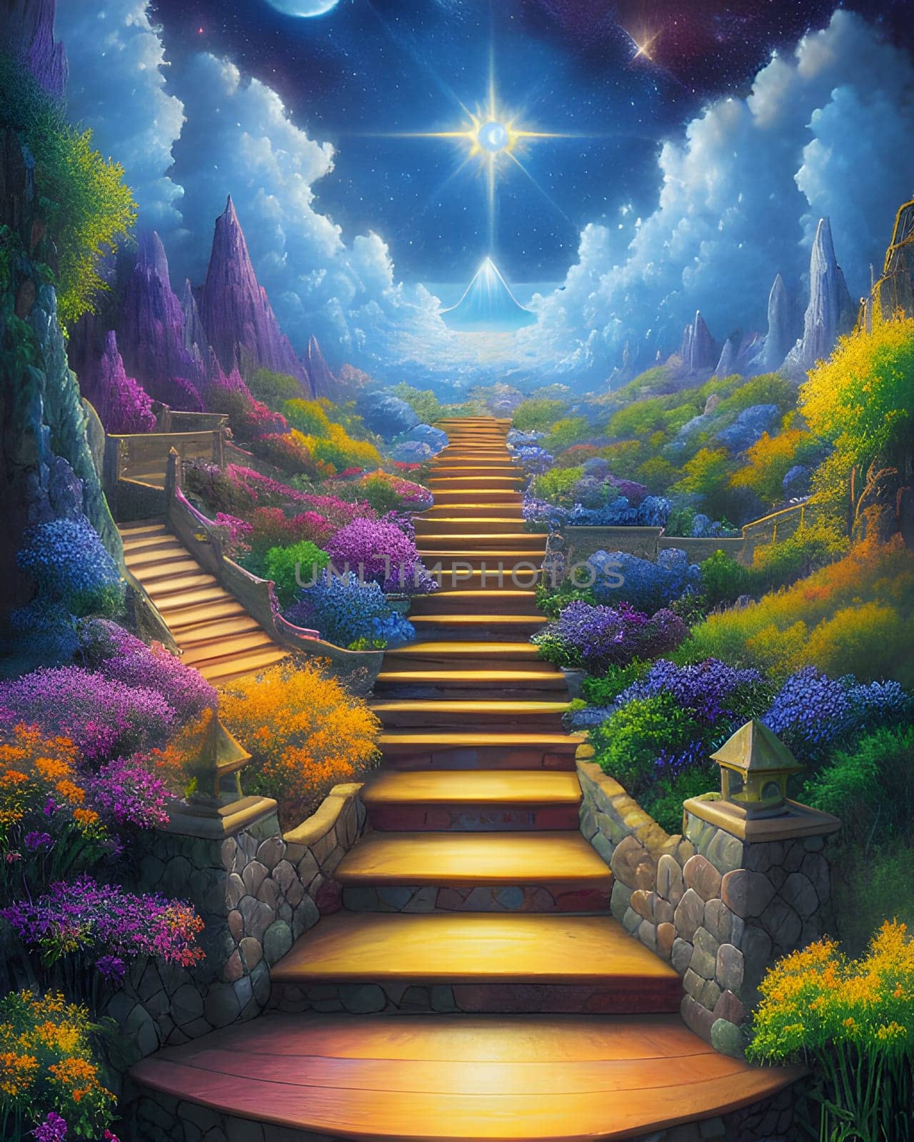 Dreamy  stairway to heaven. Generative AI