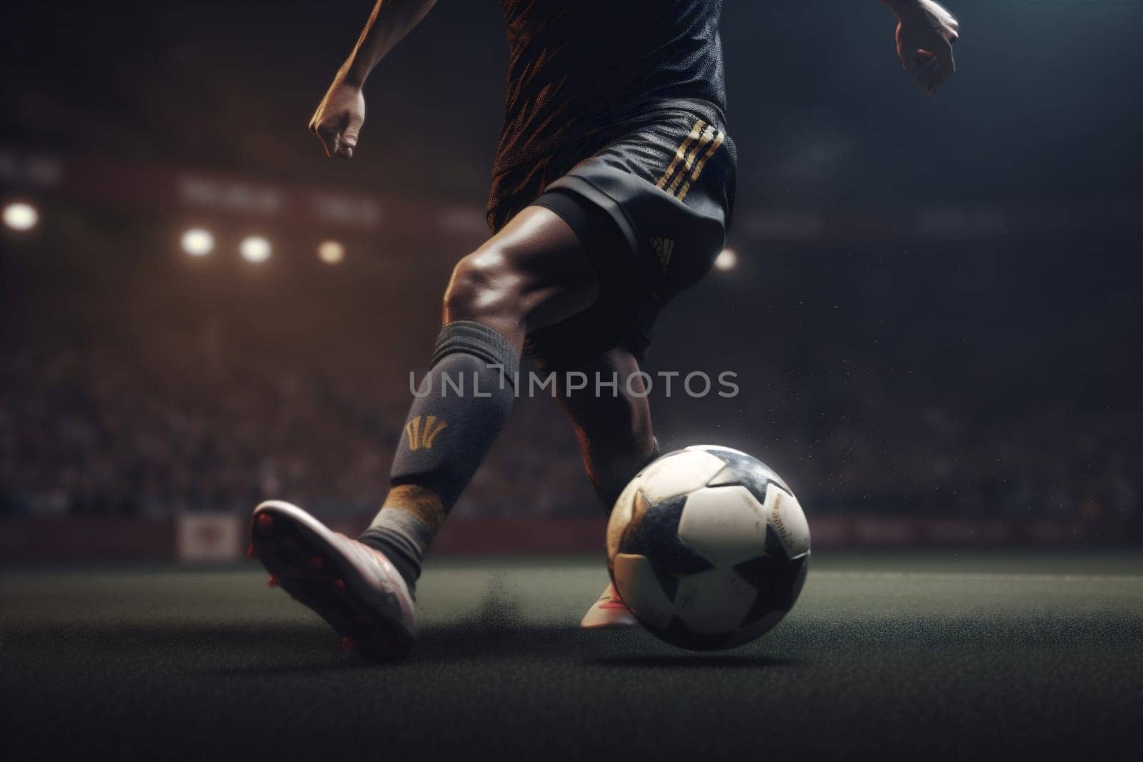 world foot athletic competition play competitive light victory football playing stadium kick goal ball outdoor green cup soccer soccer game sport match. Generative AI.