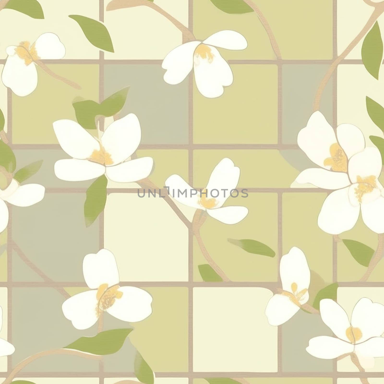 Blooming jasmine, illustration, pattern, seamless pictures. Generative AI High quality illustration