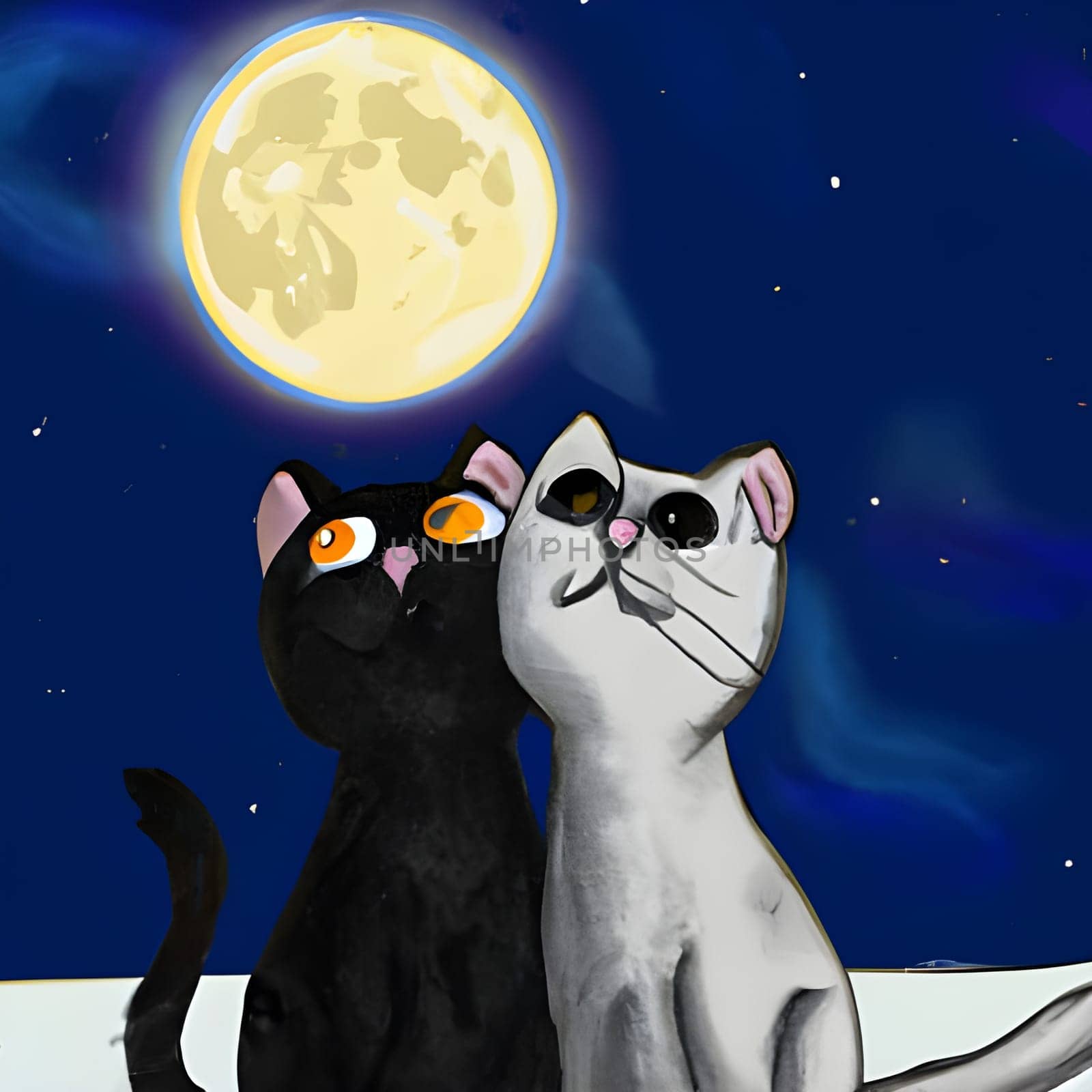 Cats looking at the moon by WielandTeixeira