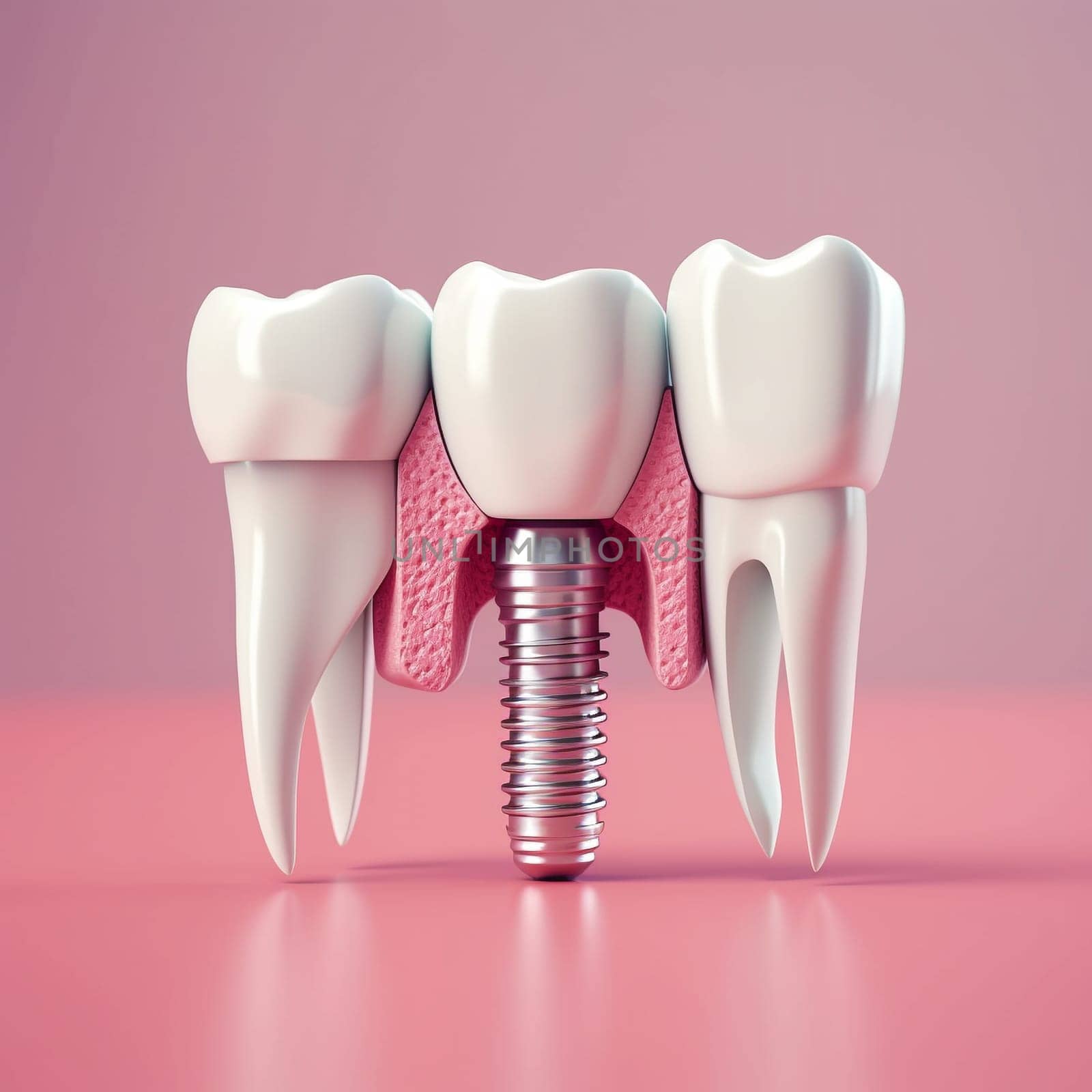 Close up of dental teeth implant. 3D rendering. by sarymsakov
