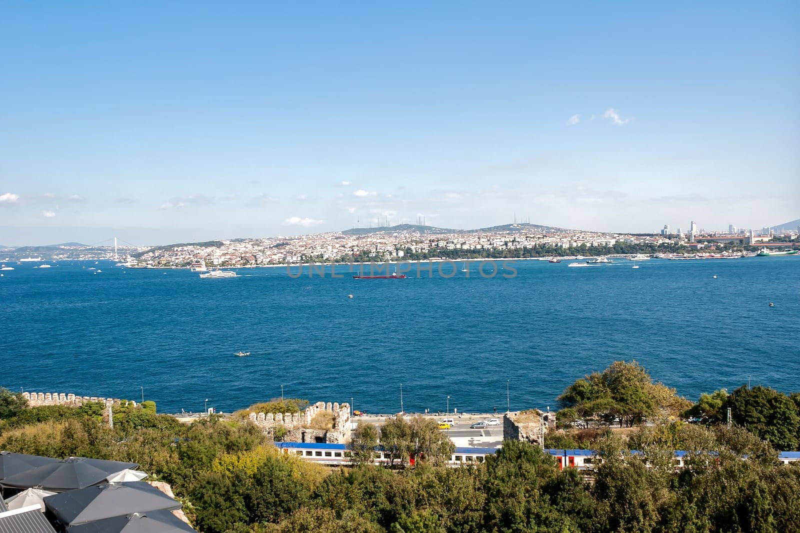 The Bosphorus. The strait that connects the Black Sea to the Sea of Marmara and marks the boundary between the Europe and the Asia