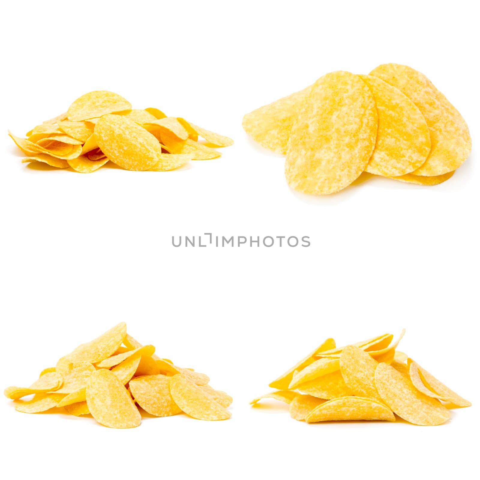 Collage of tasty potato chips by Fabrikasimf