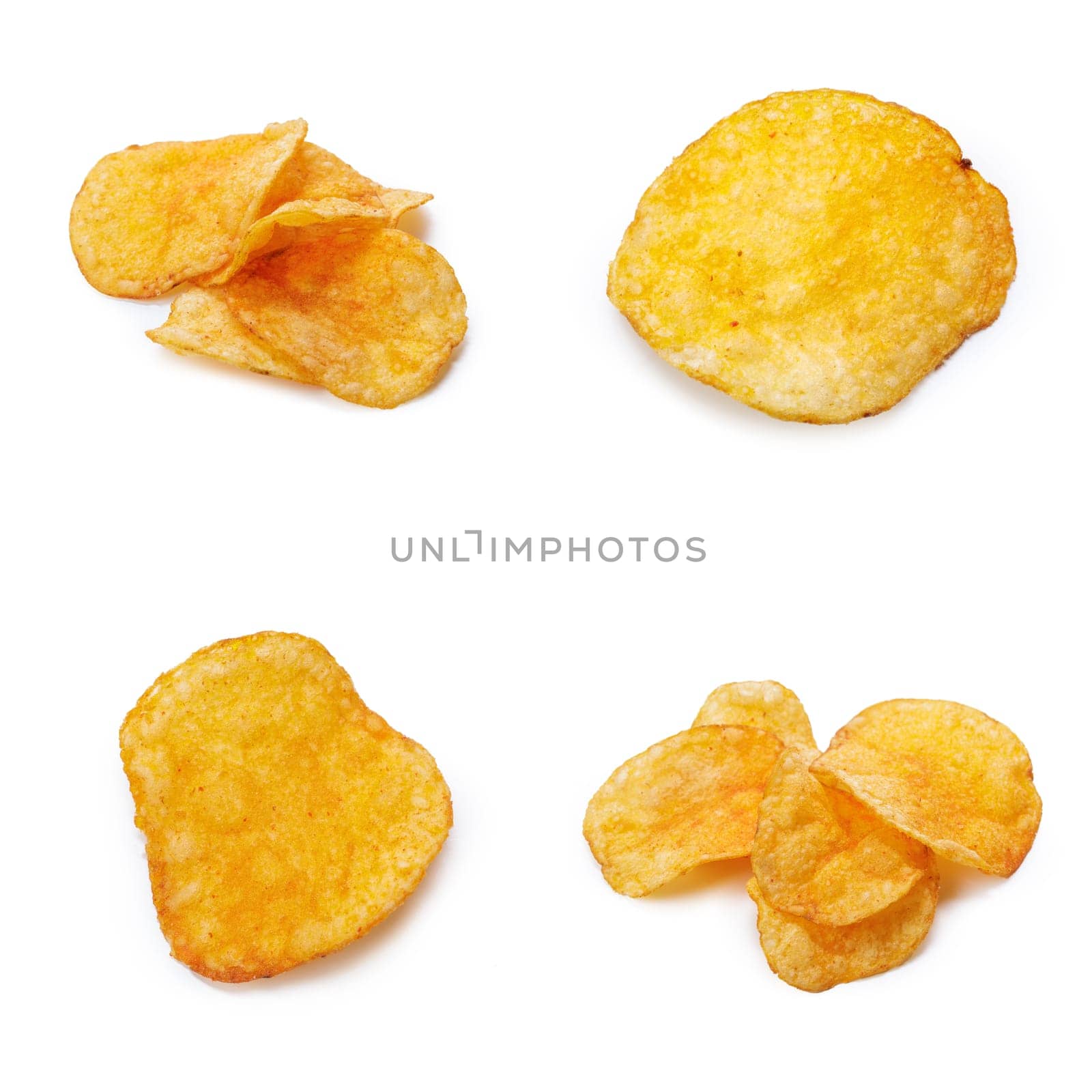 Collage of tasty potato chips by Fabrikasimf