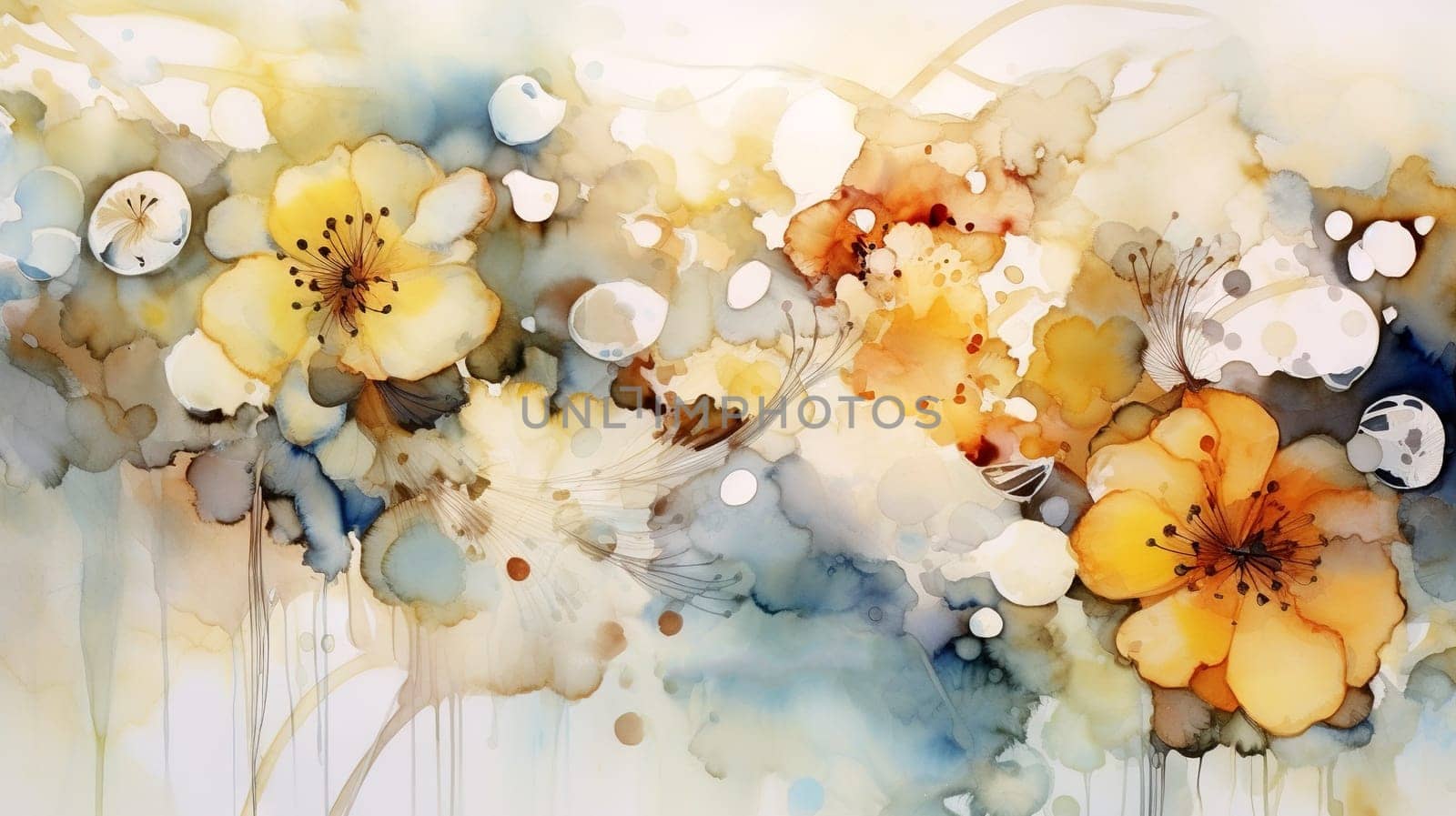 Floral abstract watercolor painting - generative AI, AI generated by chrisroll