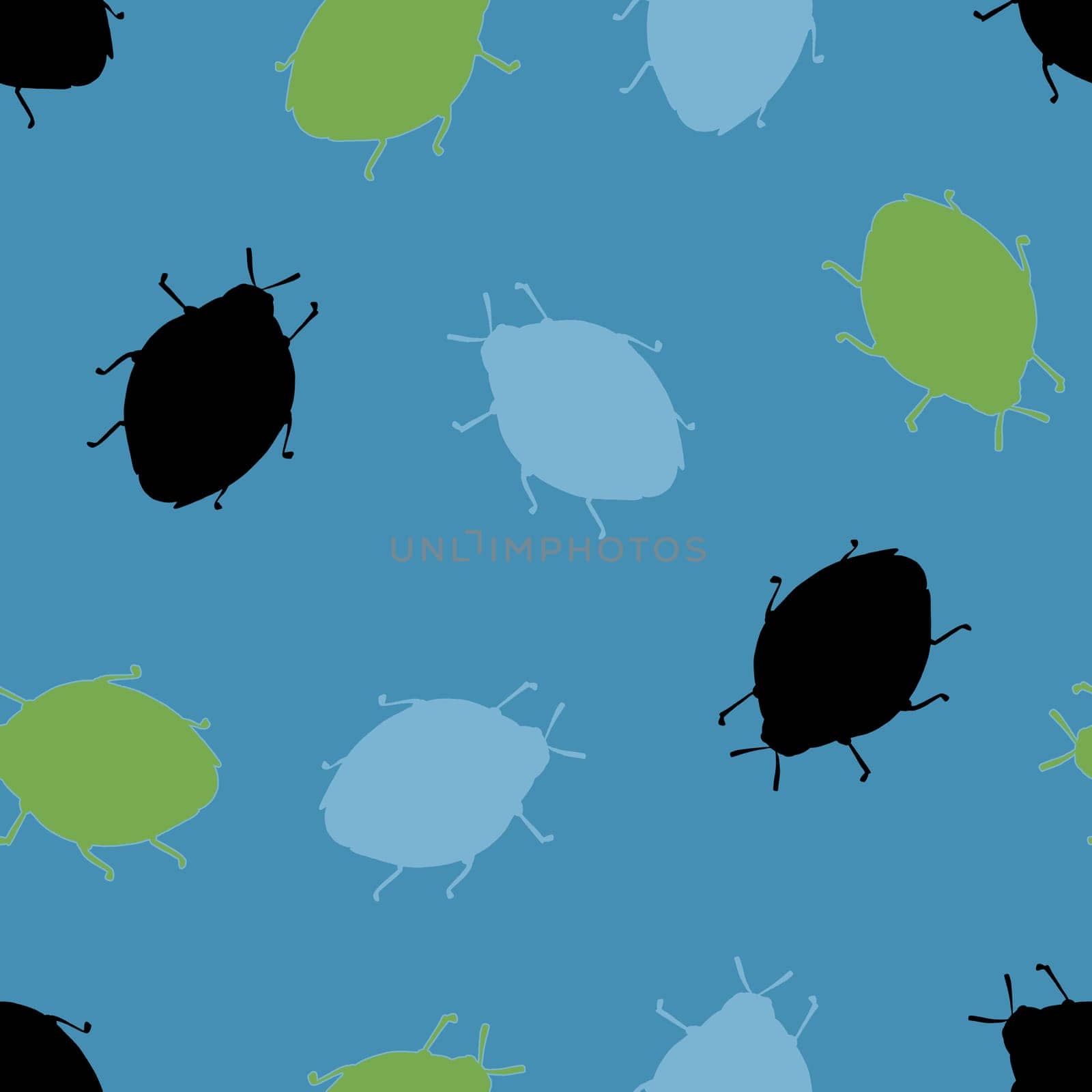 Scattered Ladybug Silhouette Seamless Repeat Pattern Background. Random Colorful Ladibug Silhouettes Digital Paper.