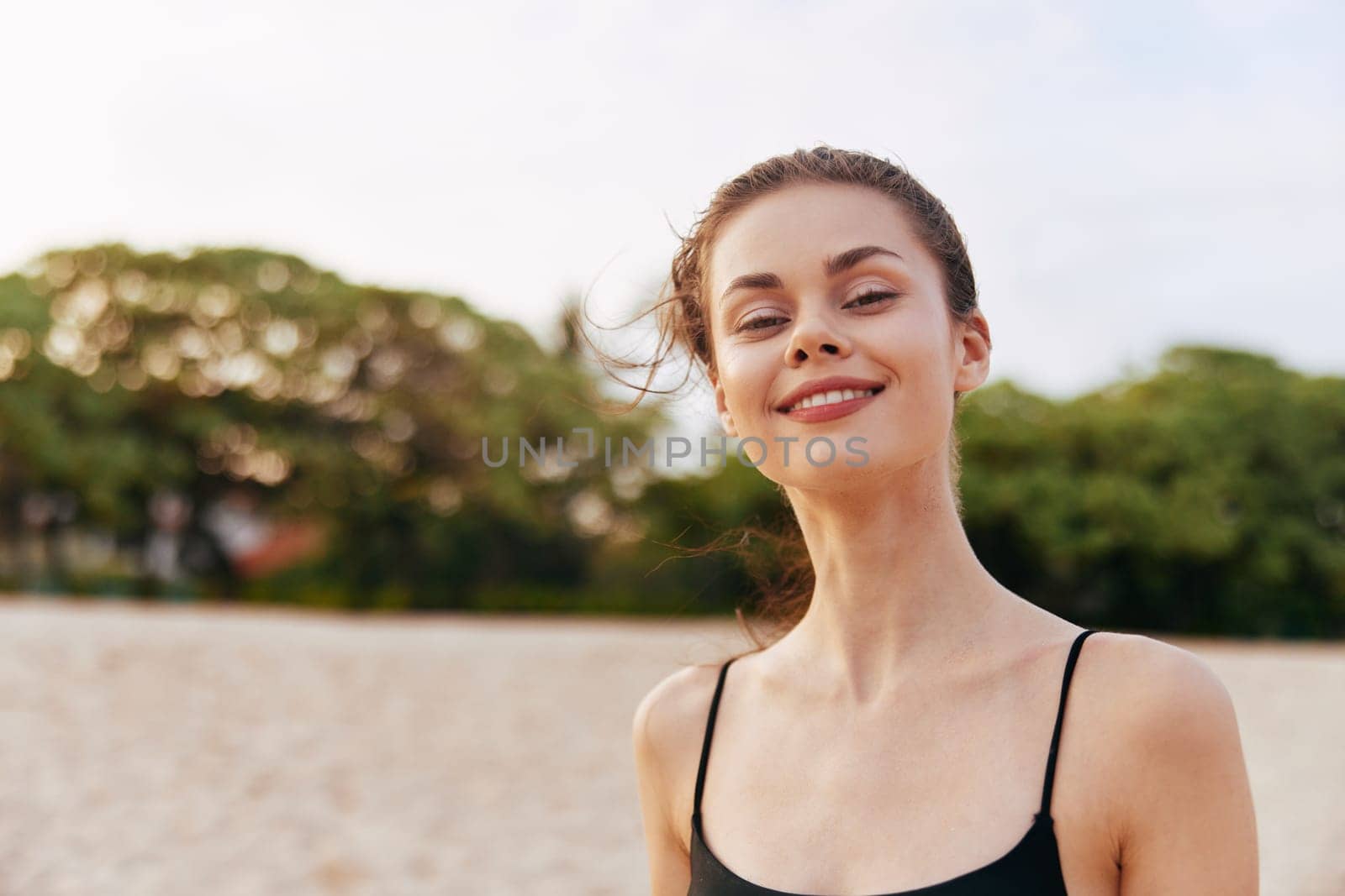 woman beach vacation summer sea sunset peaceful sand smile ocean lifestyle by SHOTPRIME