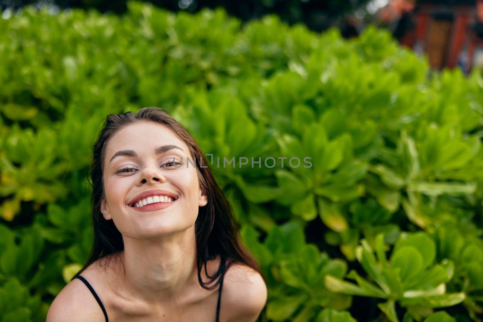 woman summer park walk t-shirt nature freedom beautiful lifestyle hipster smiling by SHOTPRIME