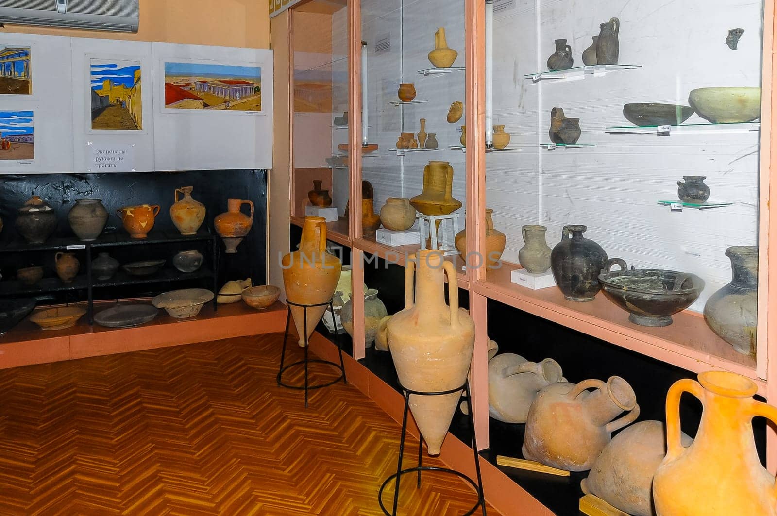 exhibits from excavations inside the museum at the archaeological site of the ancient Greek city of Olbia, Ukraine by Hydrobiolog