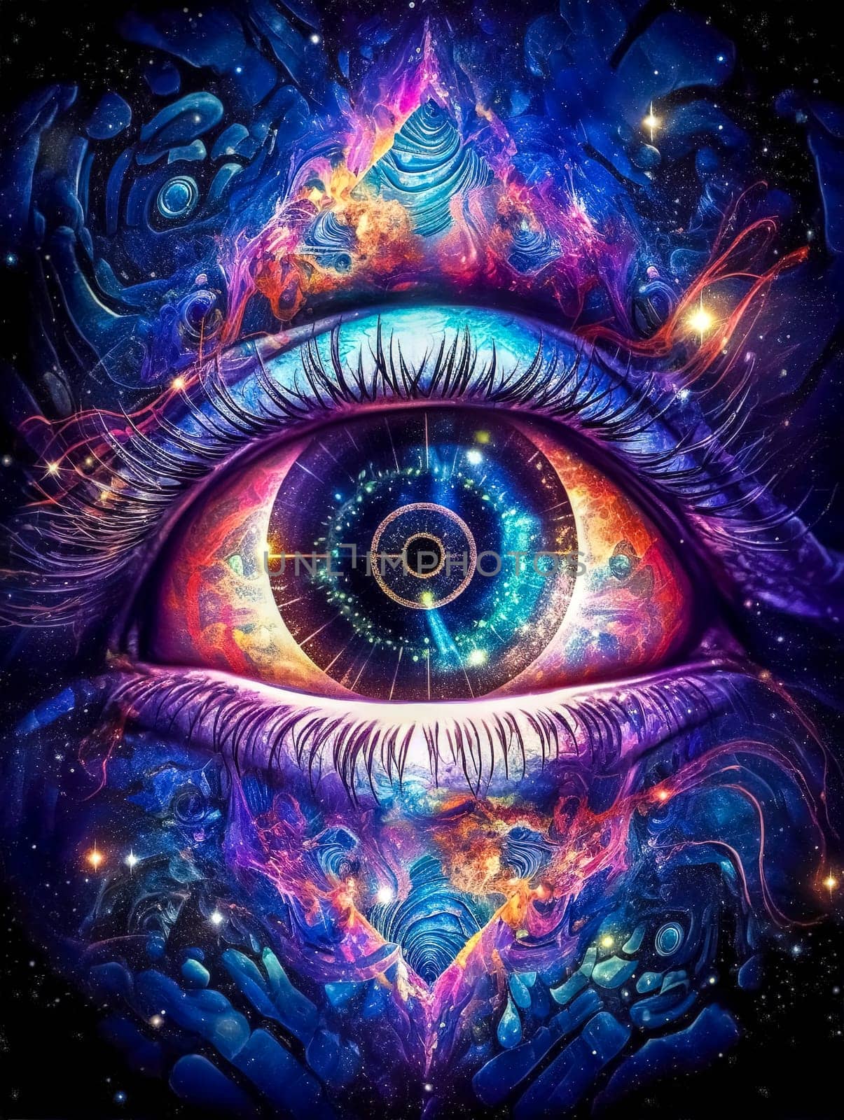 spiritual magical esoteric eye, intuitive vision, made with Generative AI. High quality illustration