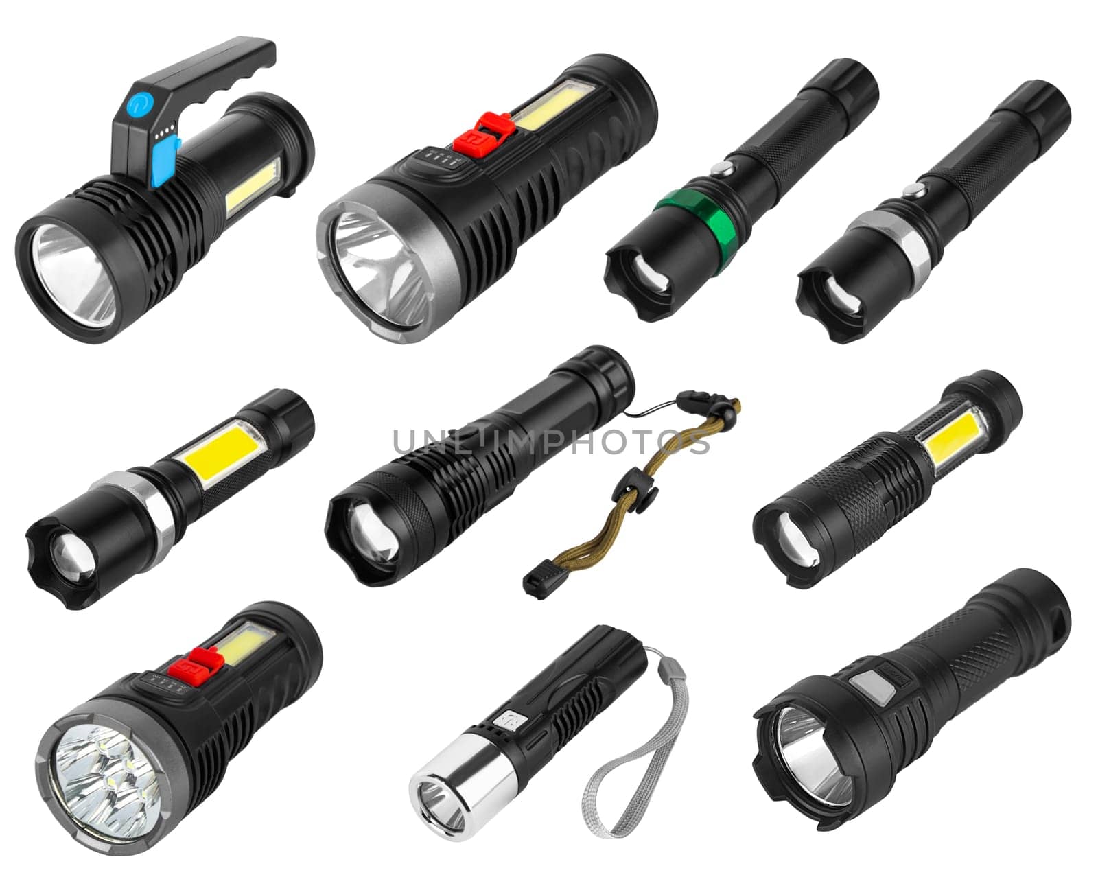 Hand-held LED flashlight, white background in insulation by A_A