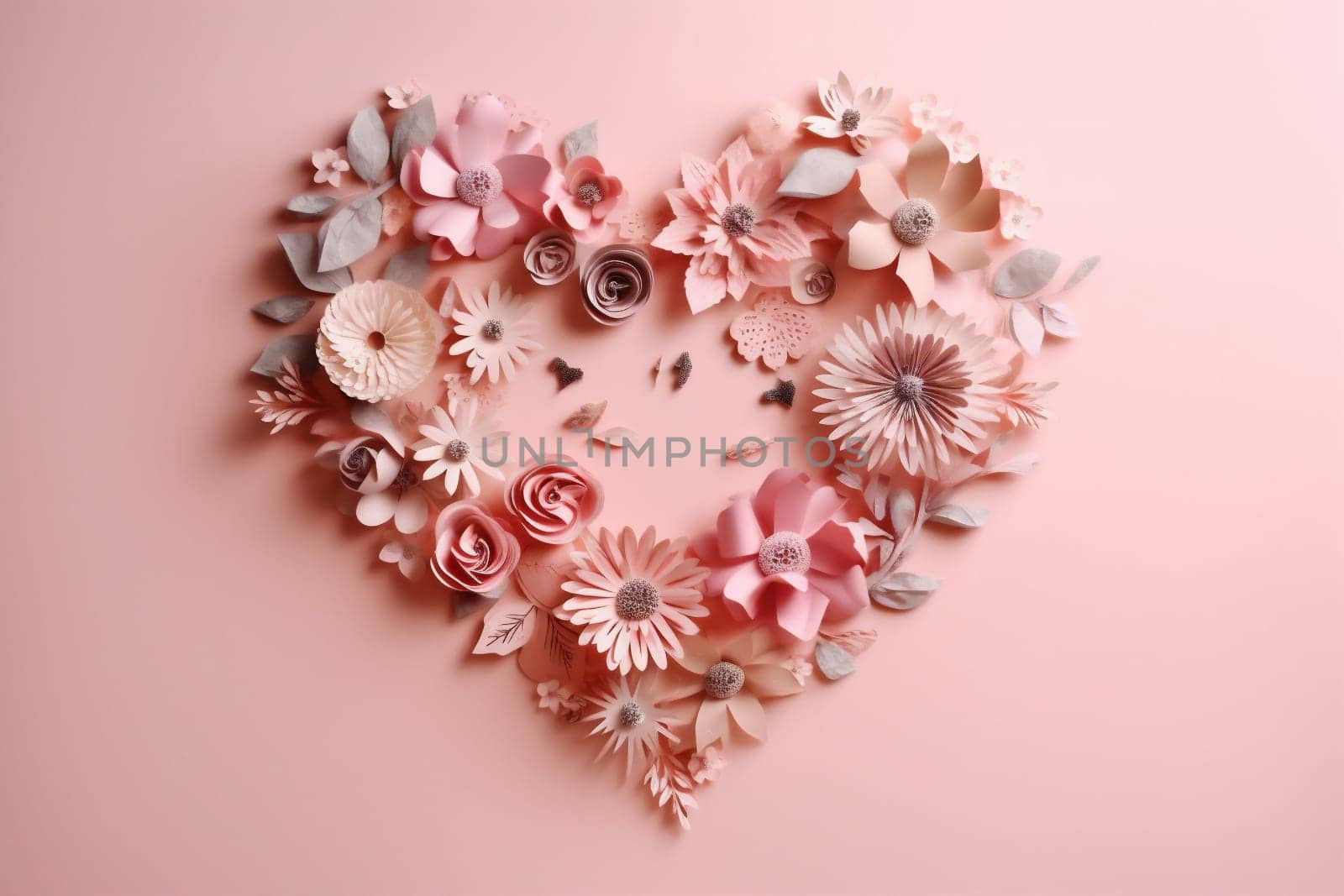 rose heart flower pink mother wedding day valentine background card love. Generative AI. by SHOTPRIME