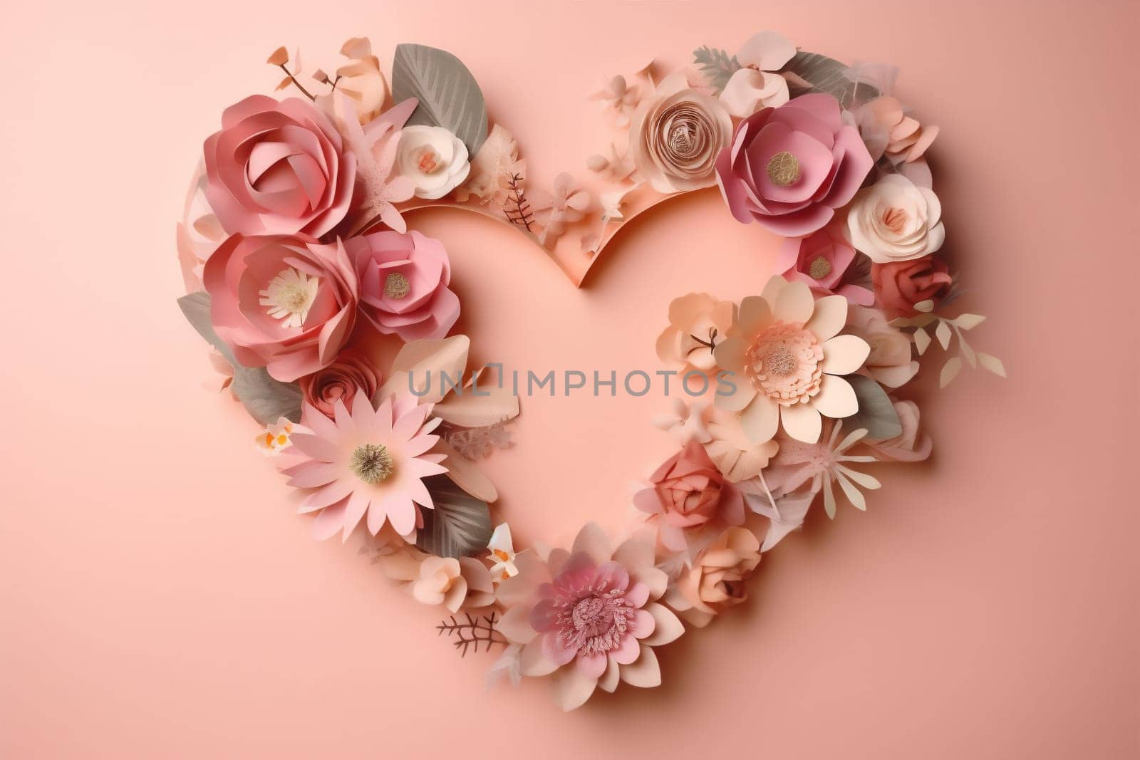 pink background day love heart wedding card valentine rose flower birthday. Generative AI. by SHOTPRIME