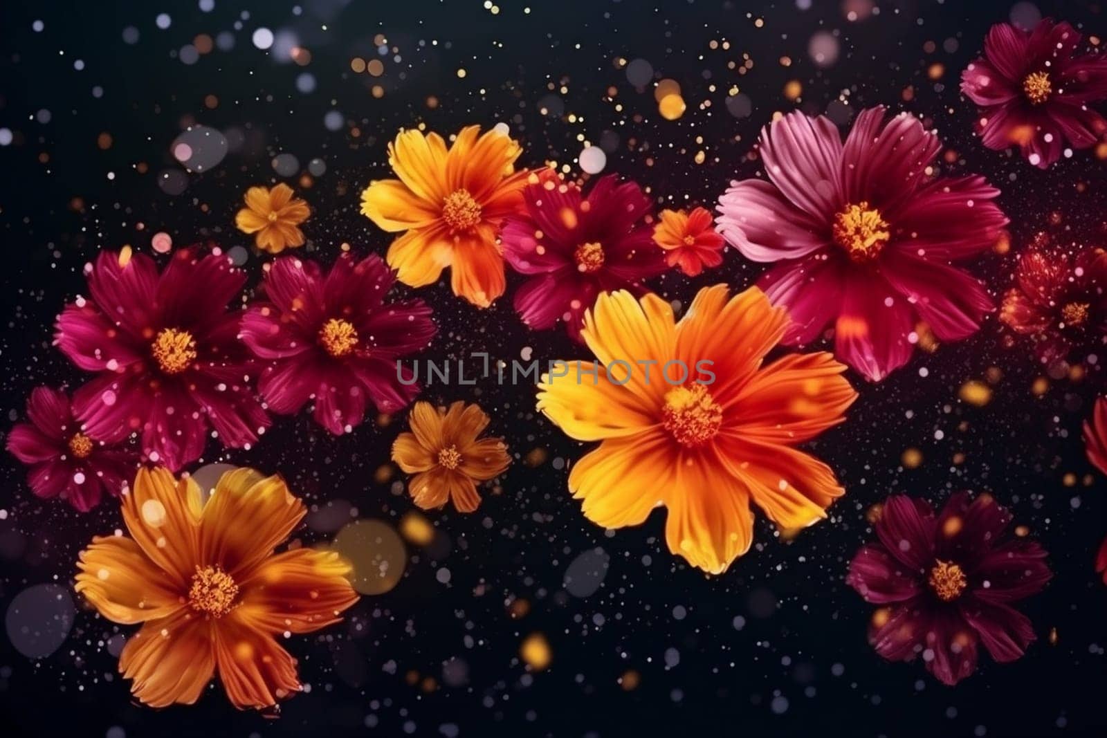 floral background bloom nature plant beautiful bouquet spring flower leaf blossom. Generative AI. by SHOTPRIME