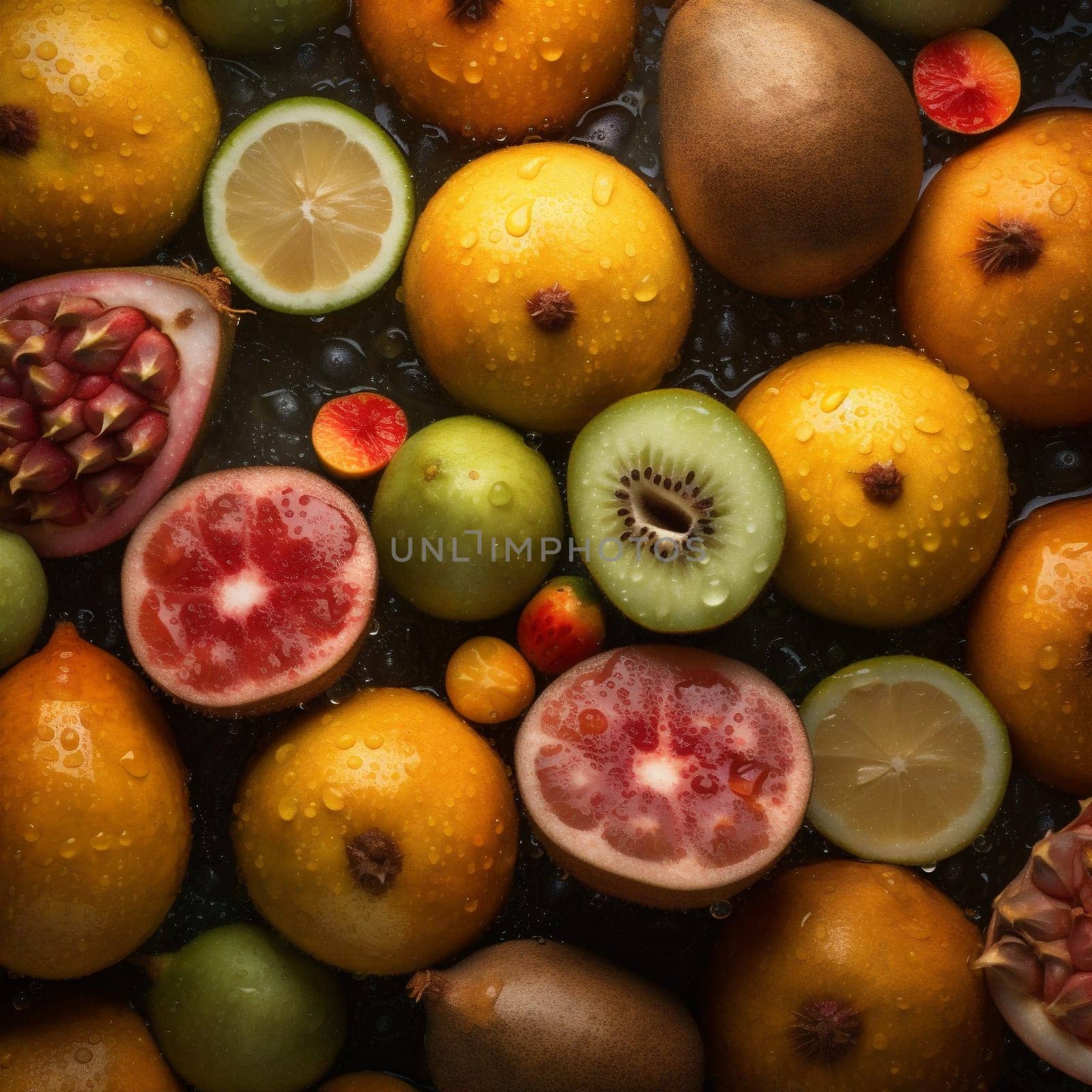 fresh healthy strawberry water green vitamin background drop lemon food fruit. Generative AI. by SHOTPRIME