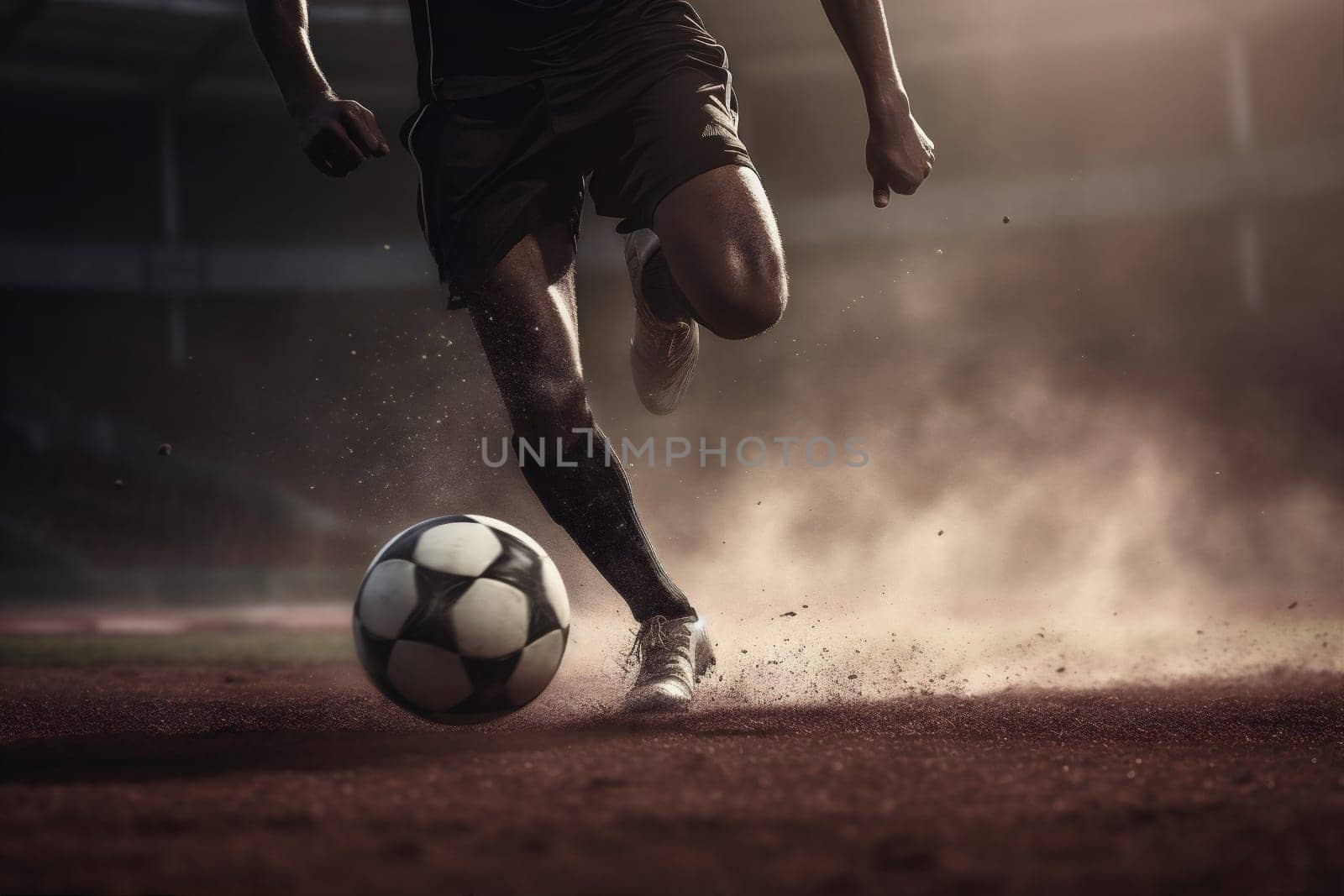 competition foot athletic kick grass ball goal football player play championship person soccer outdoor leisure game sport stadium male shoe. Generative AI.
