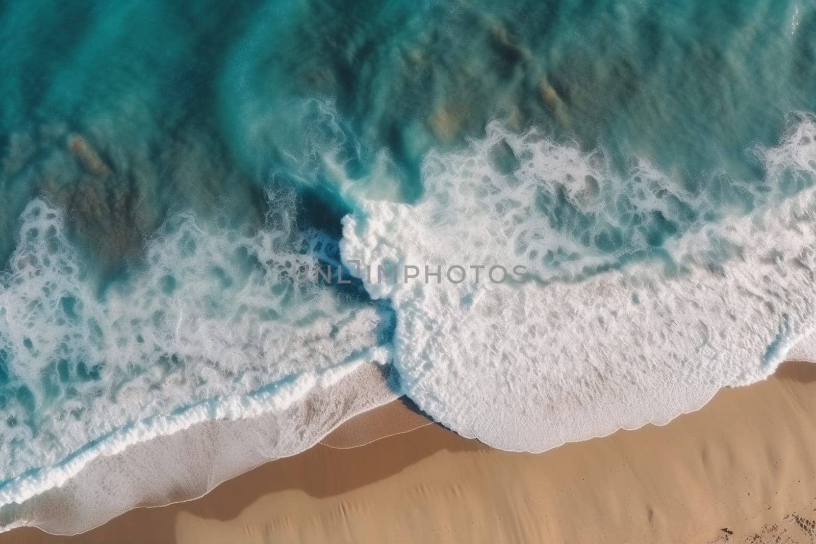 sand background wave tourism beautiful seacoast nature holiday water summer sea ocean coast top beach travel aerial coastline vacation shore. Generative AI.