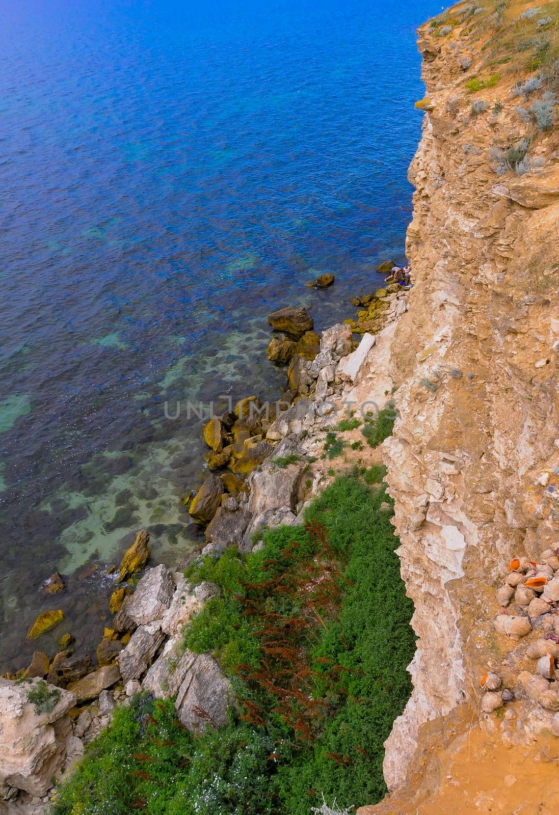 An impregnable precipitous rocky shore in the eastern Crimea