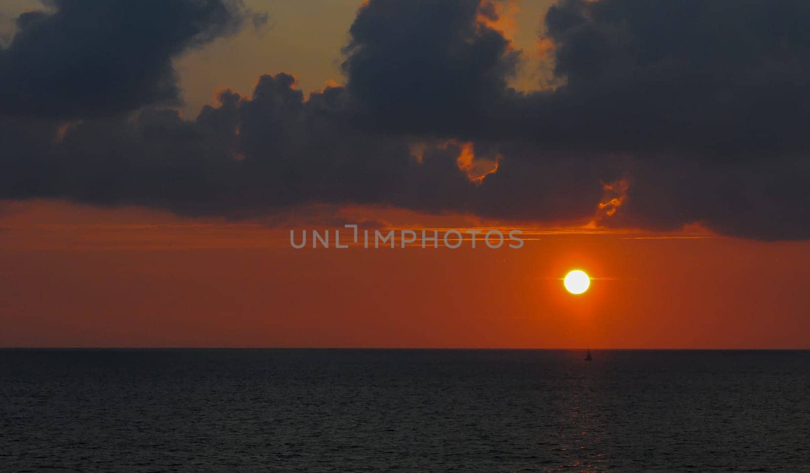 Orange-red sunrise over the Black Sea