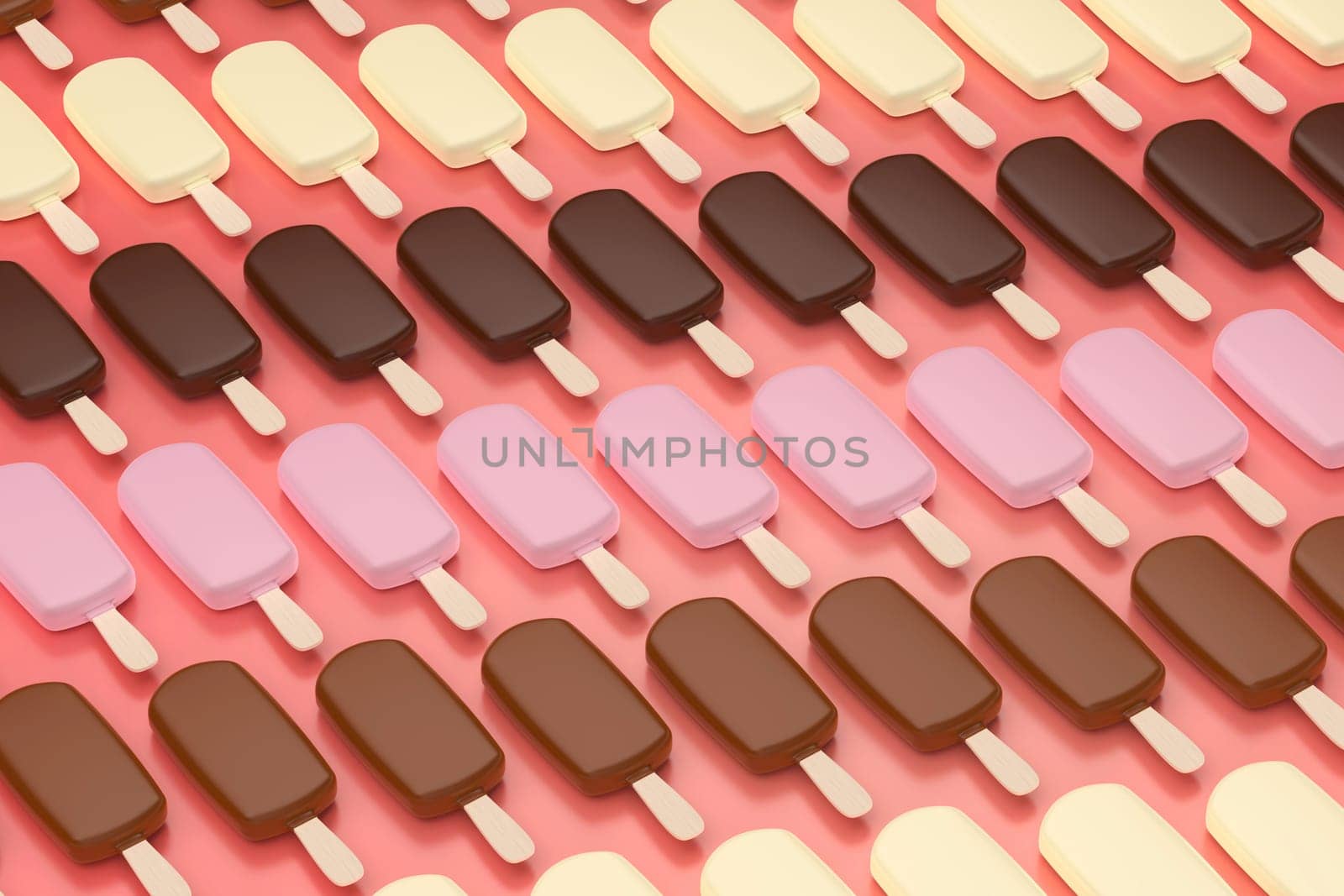 Many rows with different chocolate ice creams