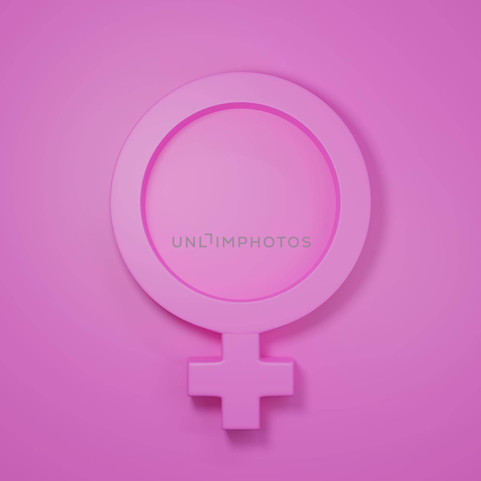 Gender symbols with heads of Female. World Sexual Health Day Concept, Gender Sex Icon pink symbol isolated on pink background, 3D rendering illustration