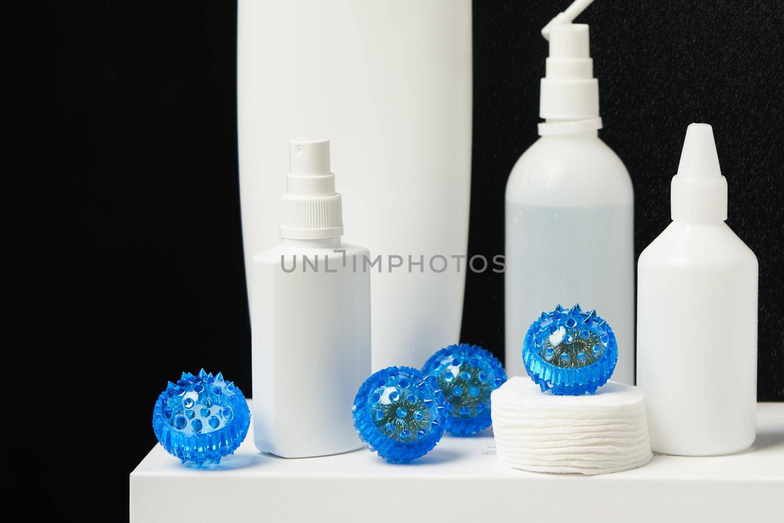 Anti-Bacterial Sanitizer Spray bottles, Hand Sanitizer Dispensers, infection control concept. Sanitizer to prevent Coronavirus or Covid-19, flu by Mariakray