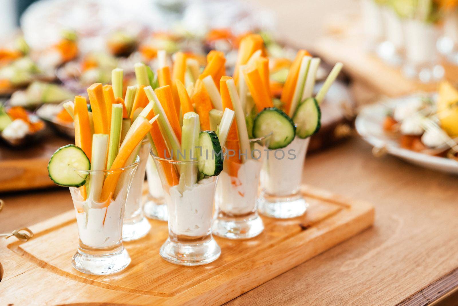 Holiday vegetable appetizers, Fresh vegetables in a yoghurt sauce by Mariakray