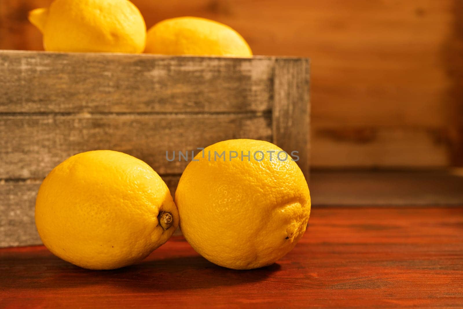 Fresh lemons fruit on table by victimewalker